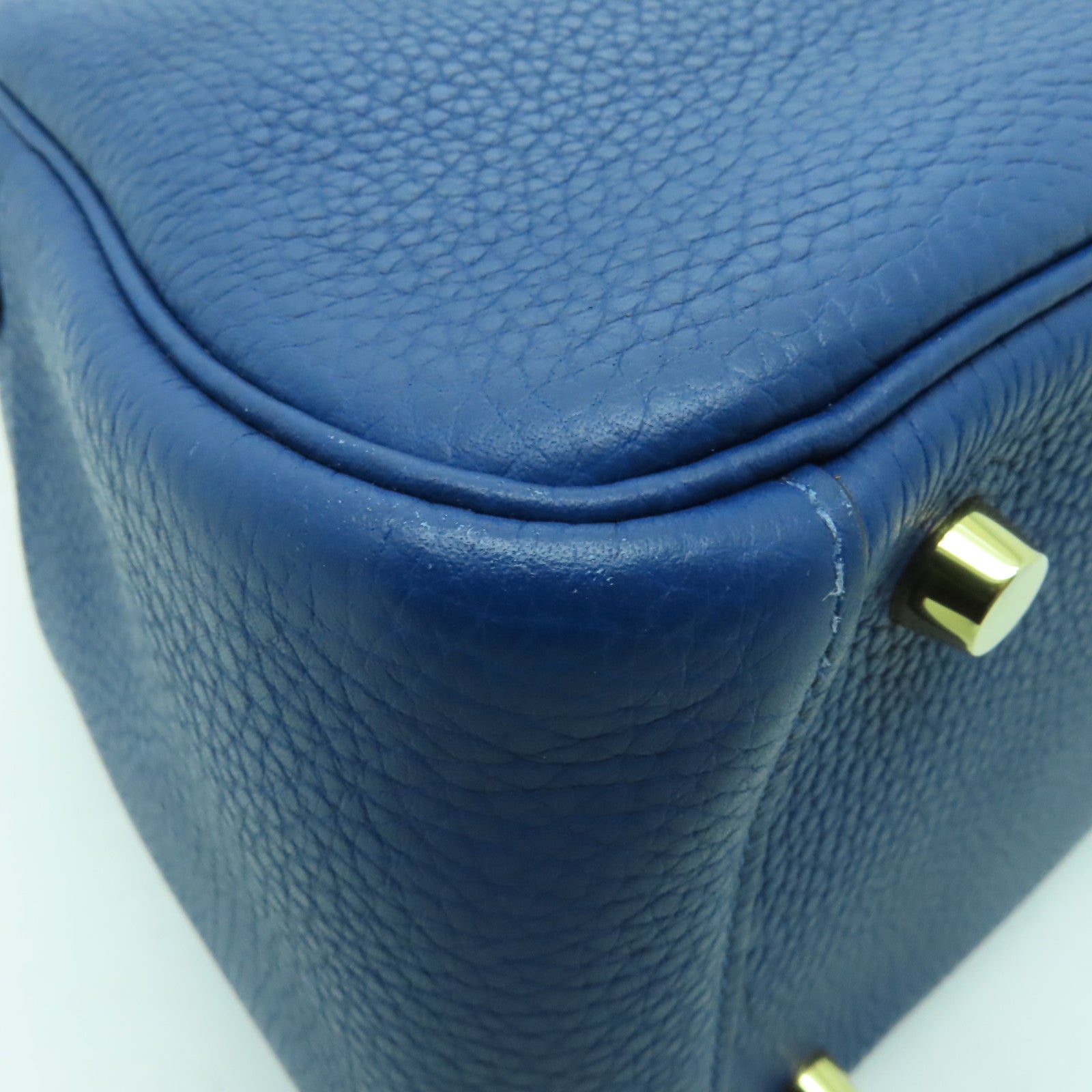 HERMES Clemence皮革Lindy 26金扣手挽肩背兩用袋藍色