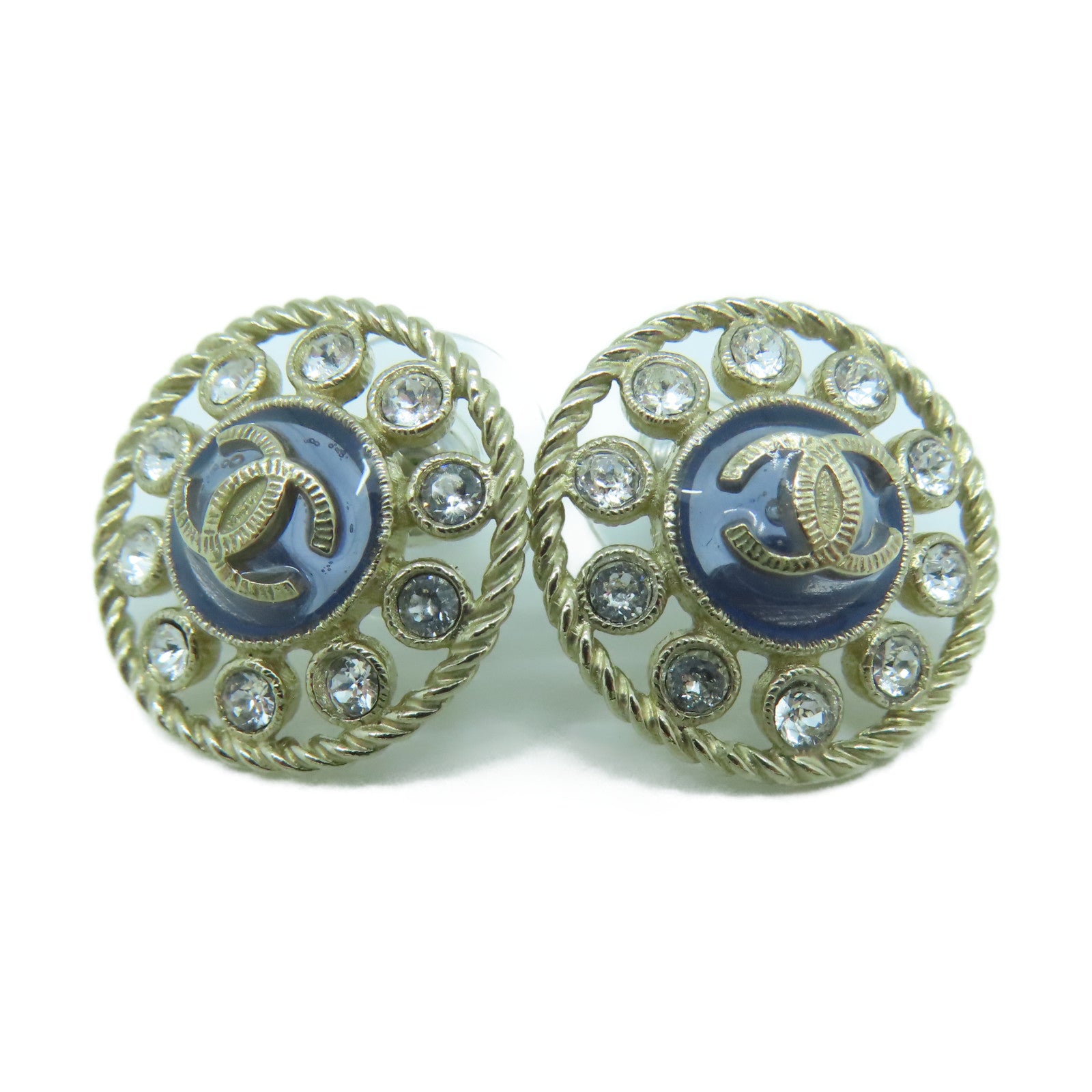 CHANEL 金屬Earrings耳環金色/藍色