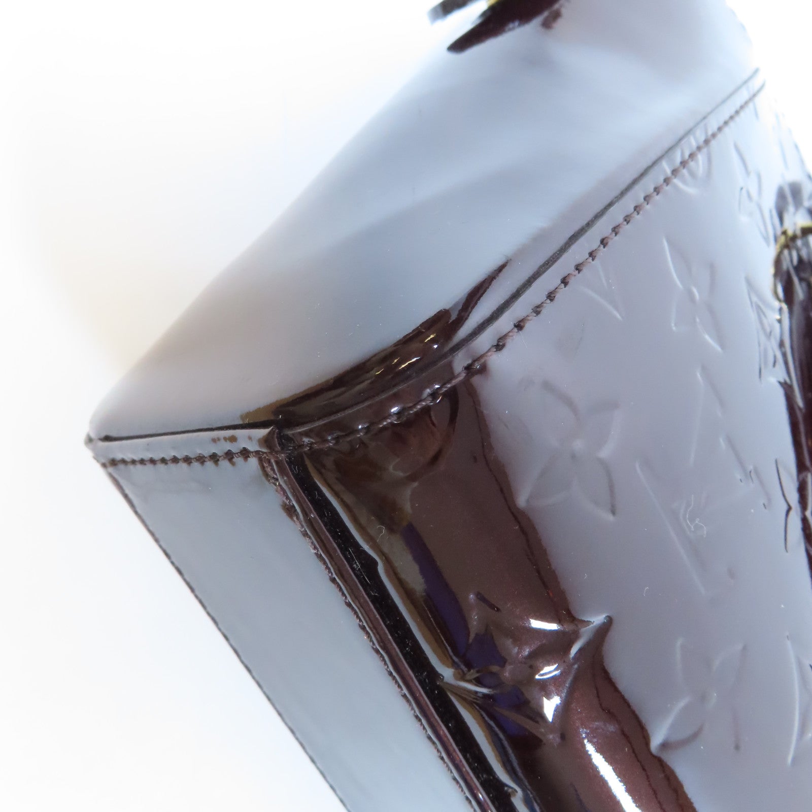 LOUIS VUITTON Monogram Vernis Alma PM金扣手挽袋酒紅色