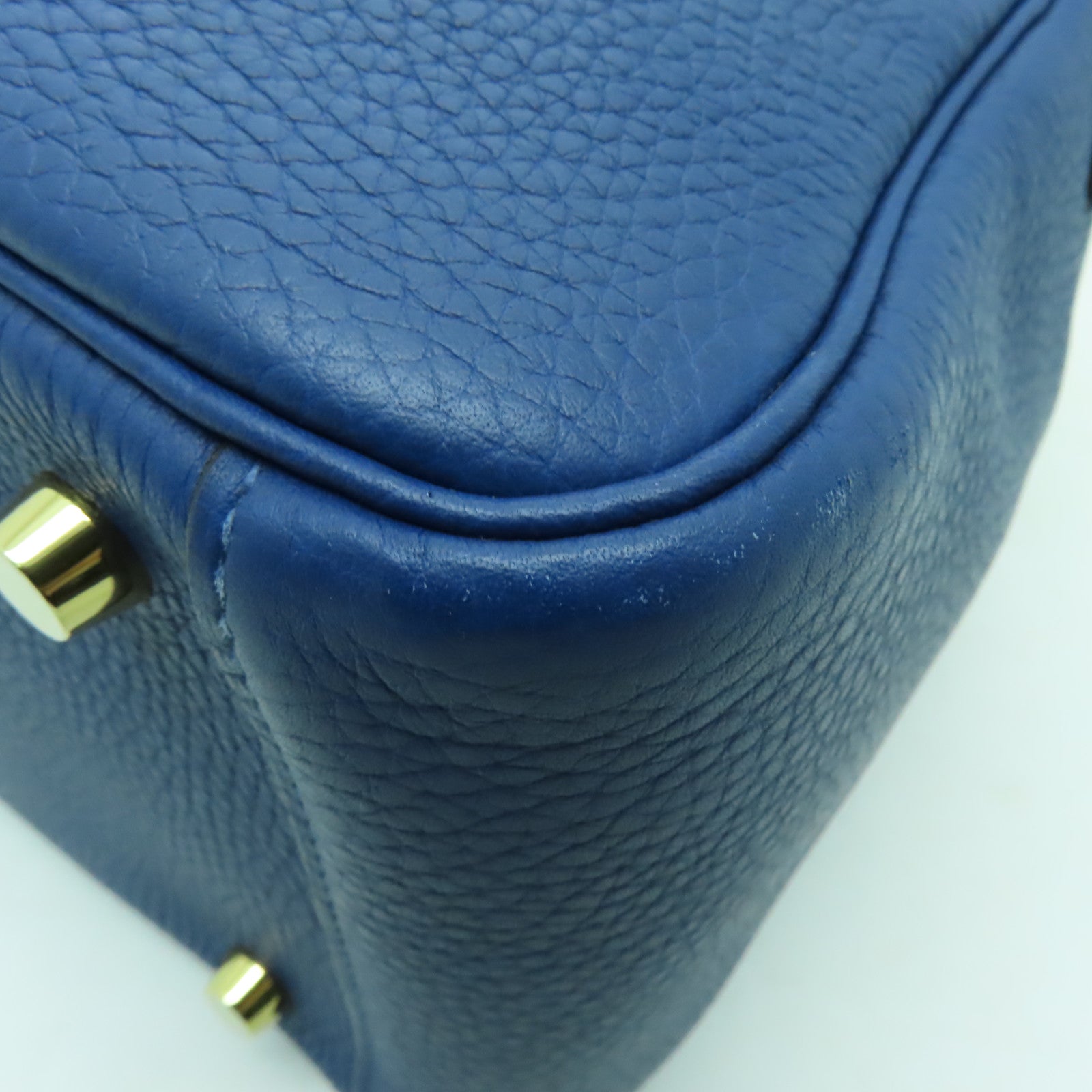 HERMES Clemence皮革Lindy 26金扣手挽肩背兩用袋藍色