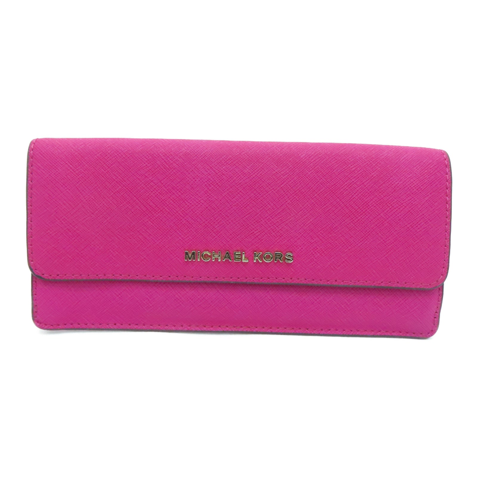 Michael Kors Cowhide Leather Long Walletc Gold Buckle Long Wallet Pink