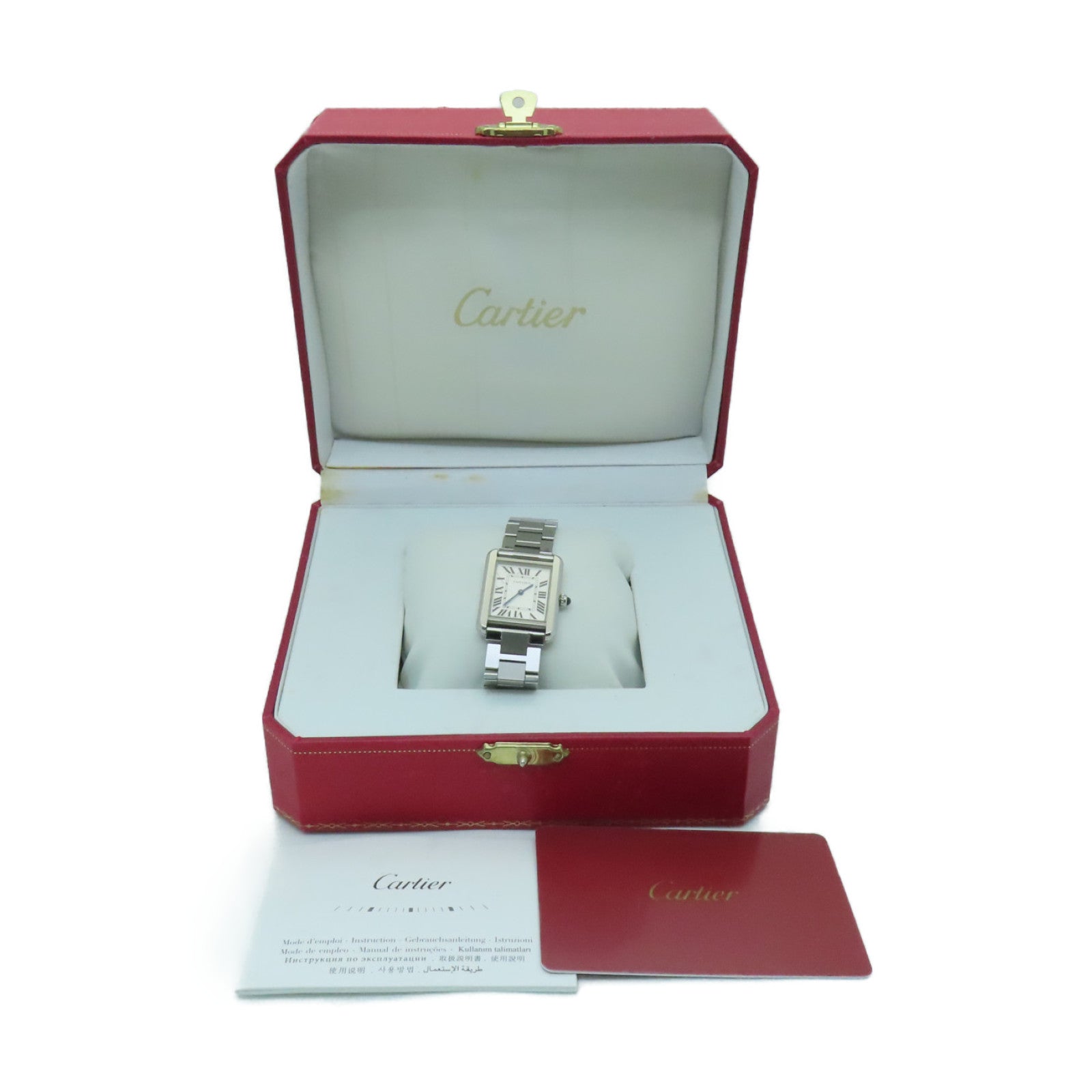 CARTIER Tank Solo Stainless Steel Watch Quartz Movement White