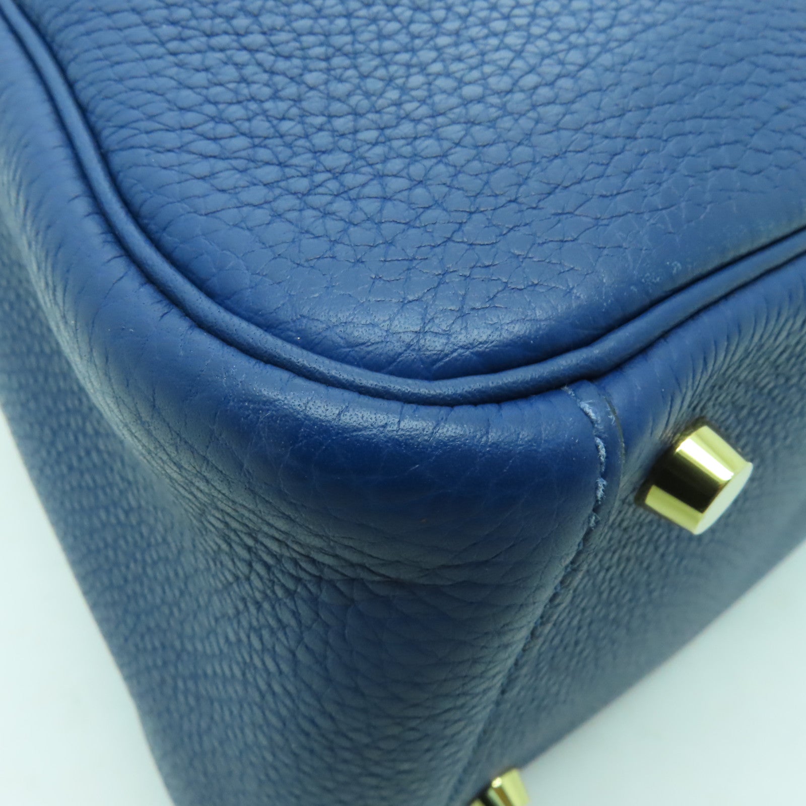 HERMES Clemence皮革Lindy 26金扣手挽肩背兩用袋藍色