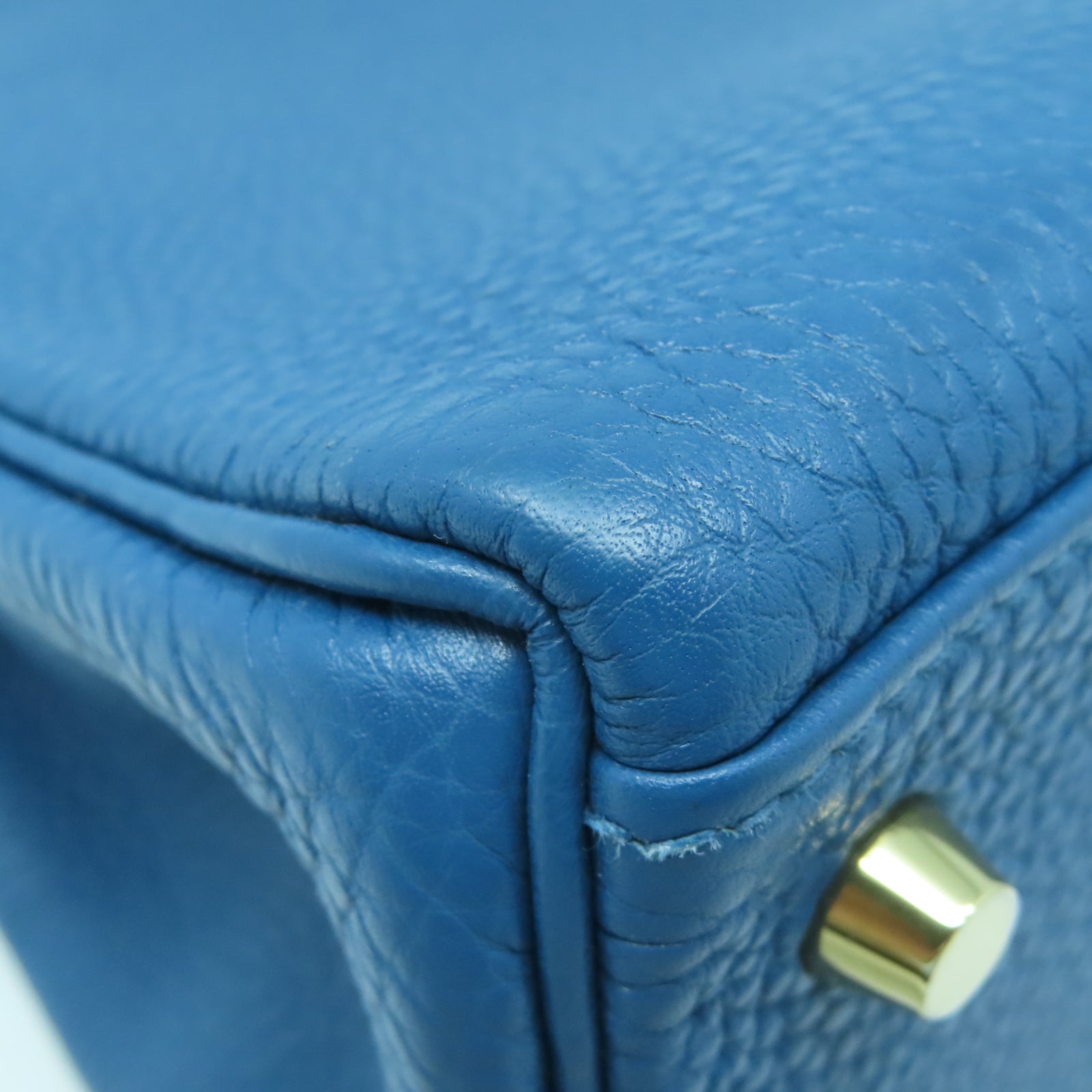 HERMES Togo皮革Kelly 28金扣手挽肩背兩用袋藍色
