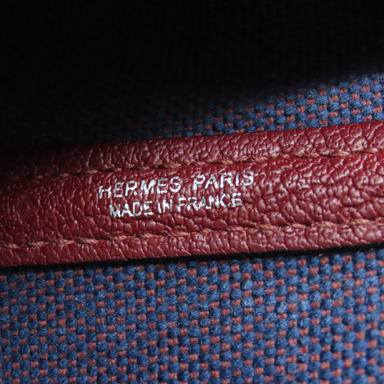 HERMES Toile H帆布Garden Party PM银扣手挽袋波尔多酒红