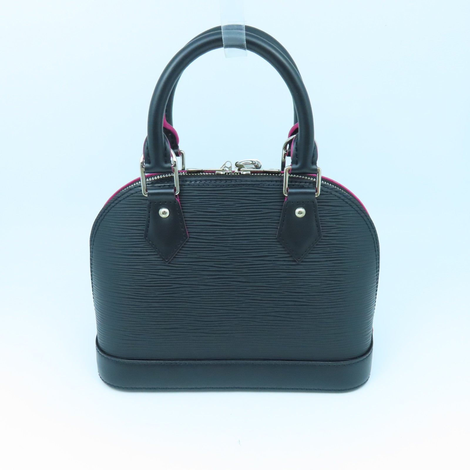 LOUIS VUITTON Epi Alma BB Silver Buckle Handle Shoulder Bag Black/Pink
