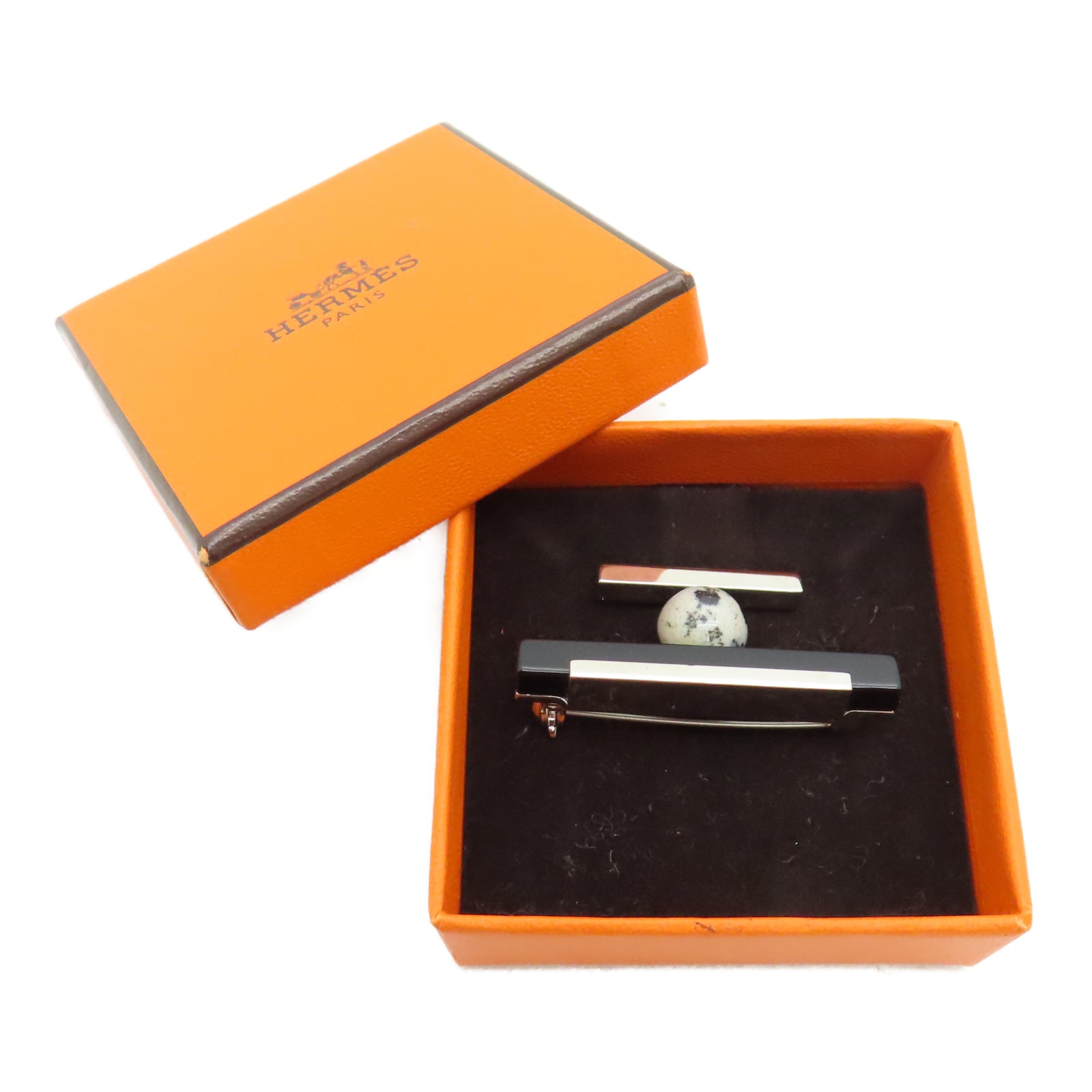 HERMES 金属Brooch银扣胸针黑色