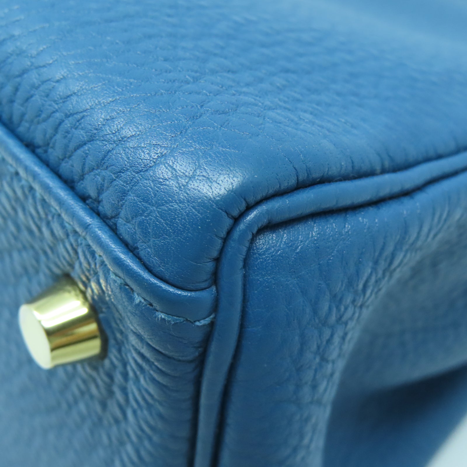 HERMES Togo皮革Kelly 28金扣手挽肩背兩用袋藍色