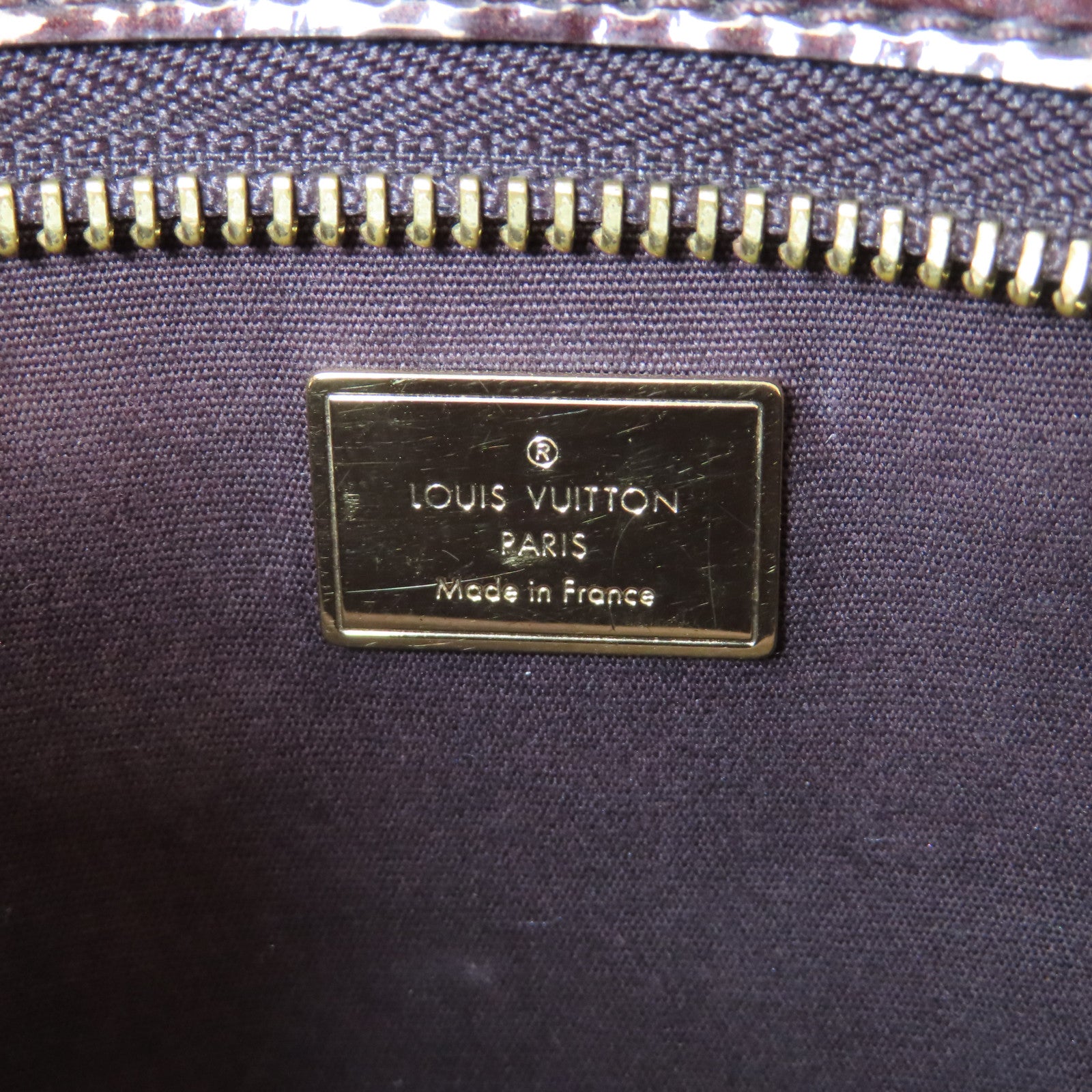 LOUIS VUITTON Monogram Vernis Alma PM金扣手挽袋酒紅色