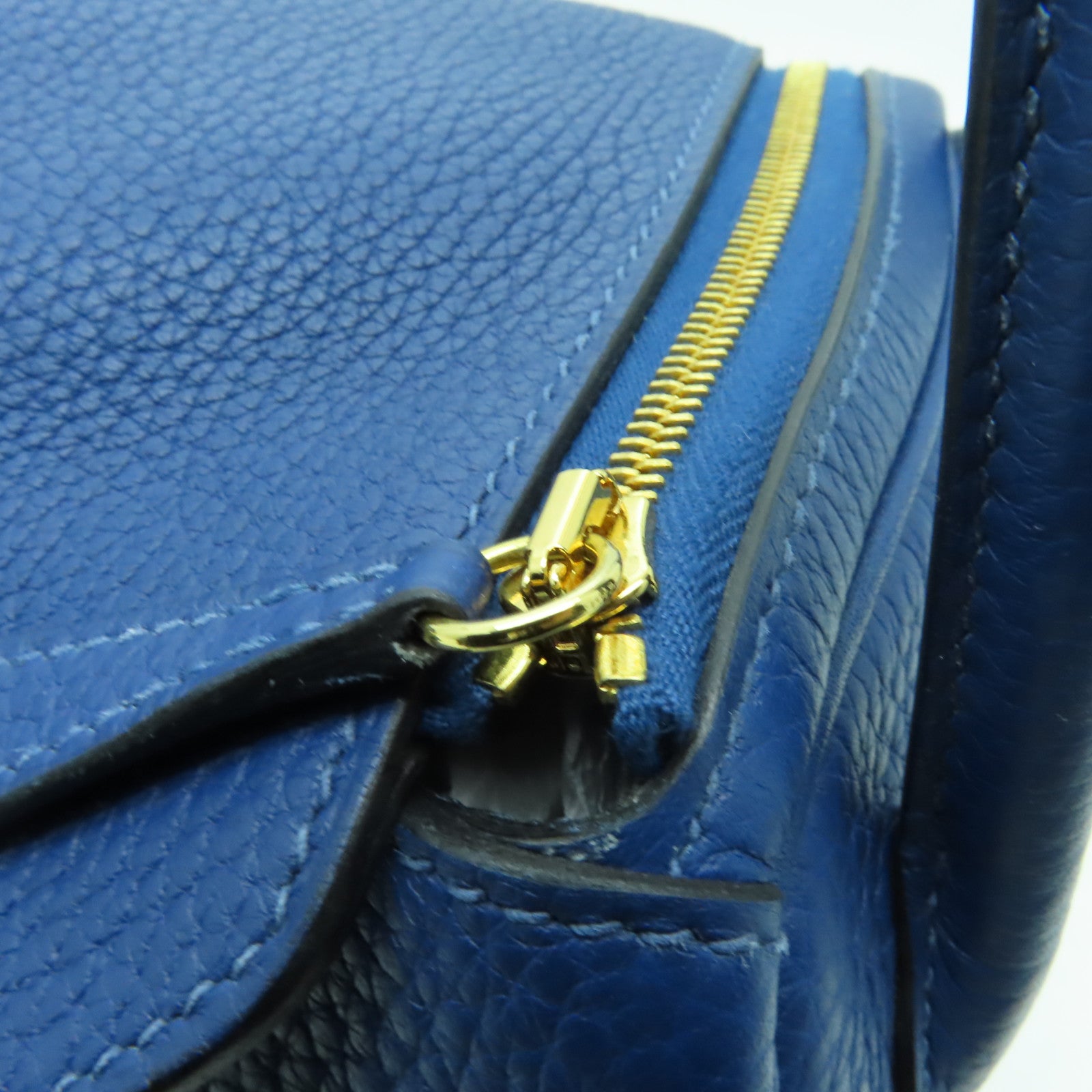 HERMES Clemence皮革Lindy 26金扣手挽肩背兩用袋藍色