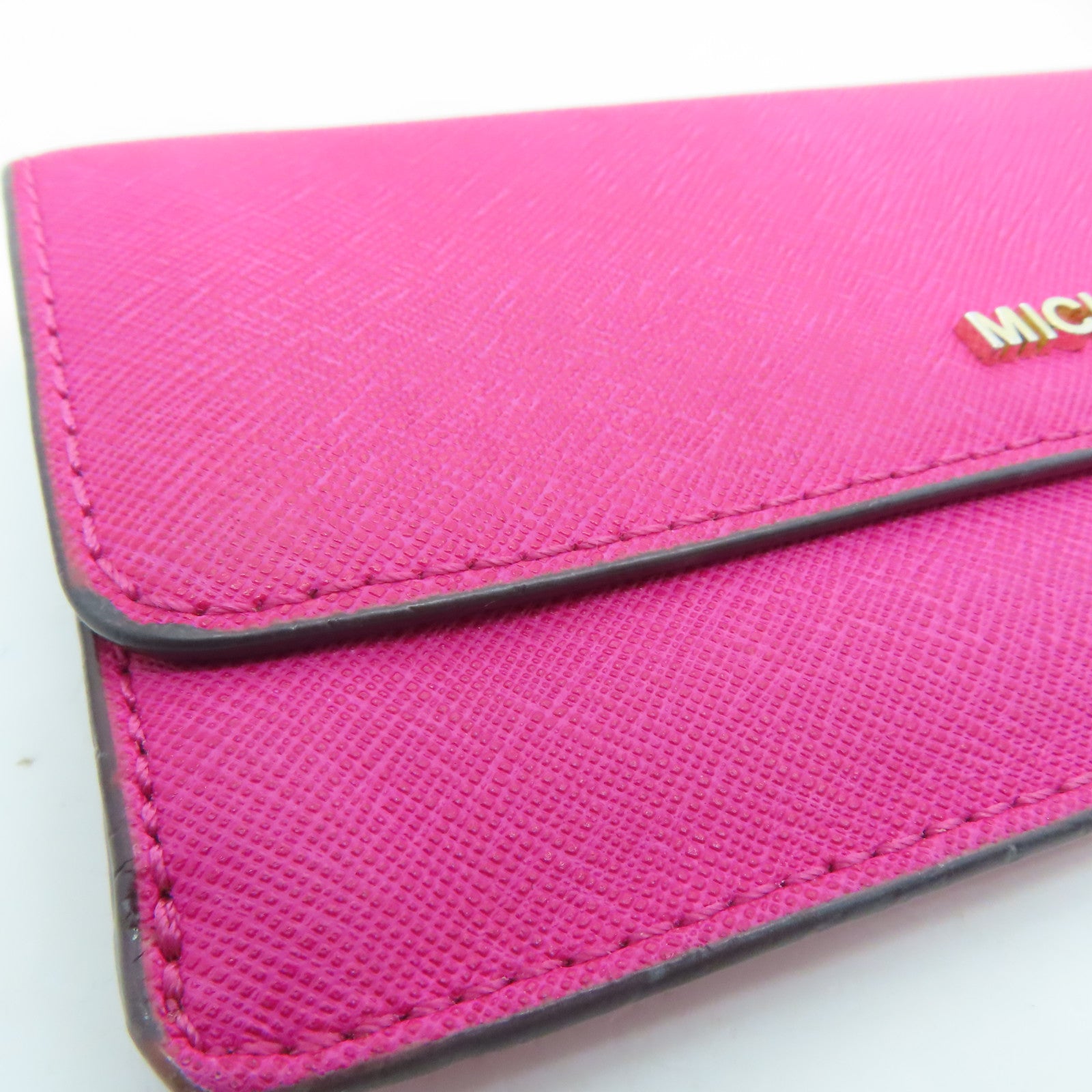 Michael Kors Cowhide Leather Long Walletc Gold Buckle Long Wallet Pink