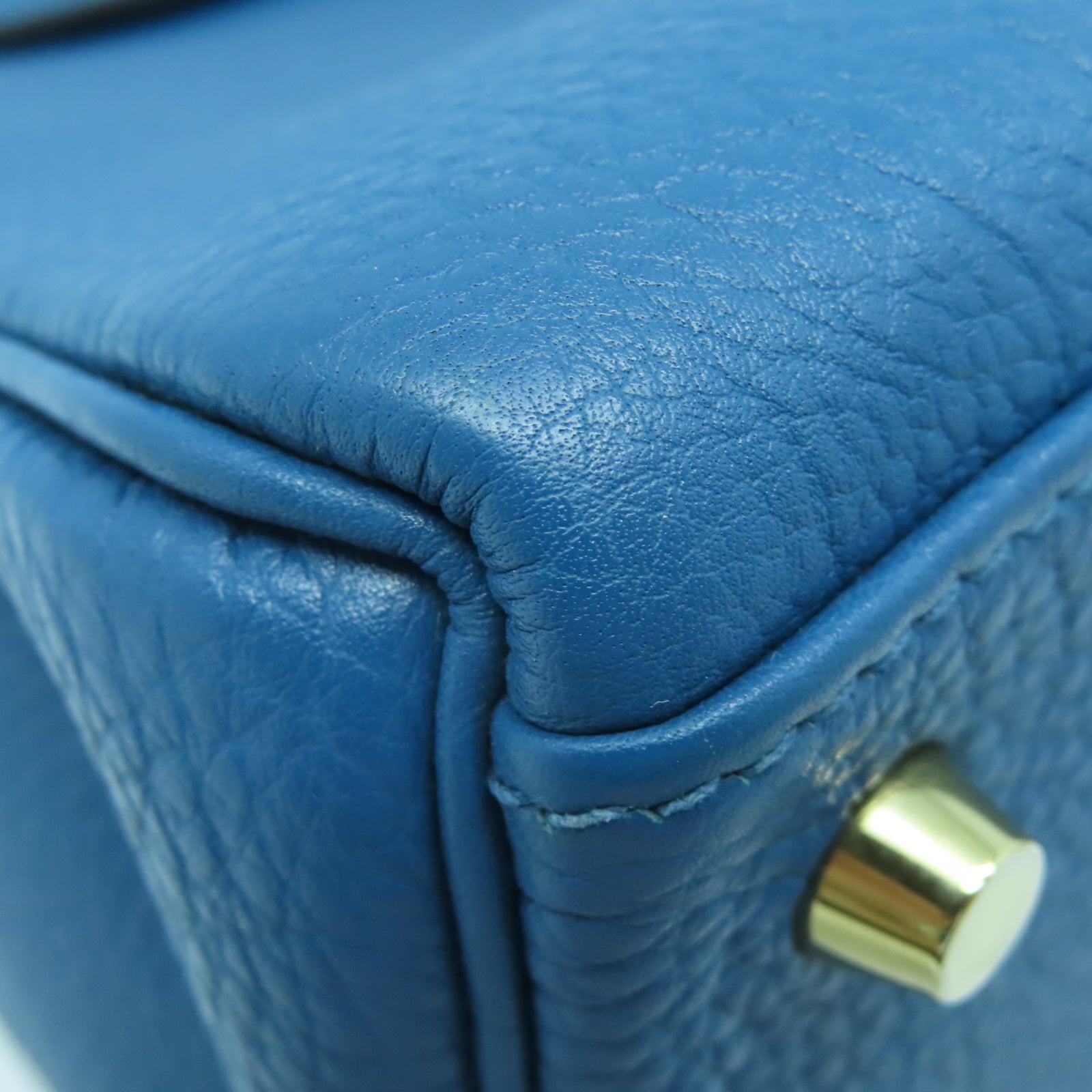 HERMES Togo皮革Kelly 28金扣手挽肩背兩用袋藍色