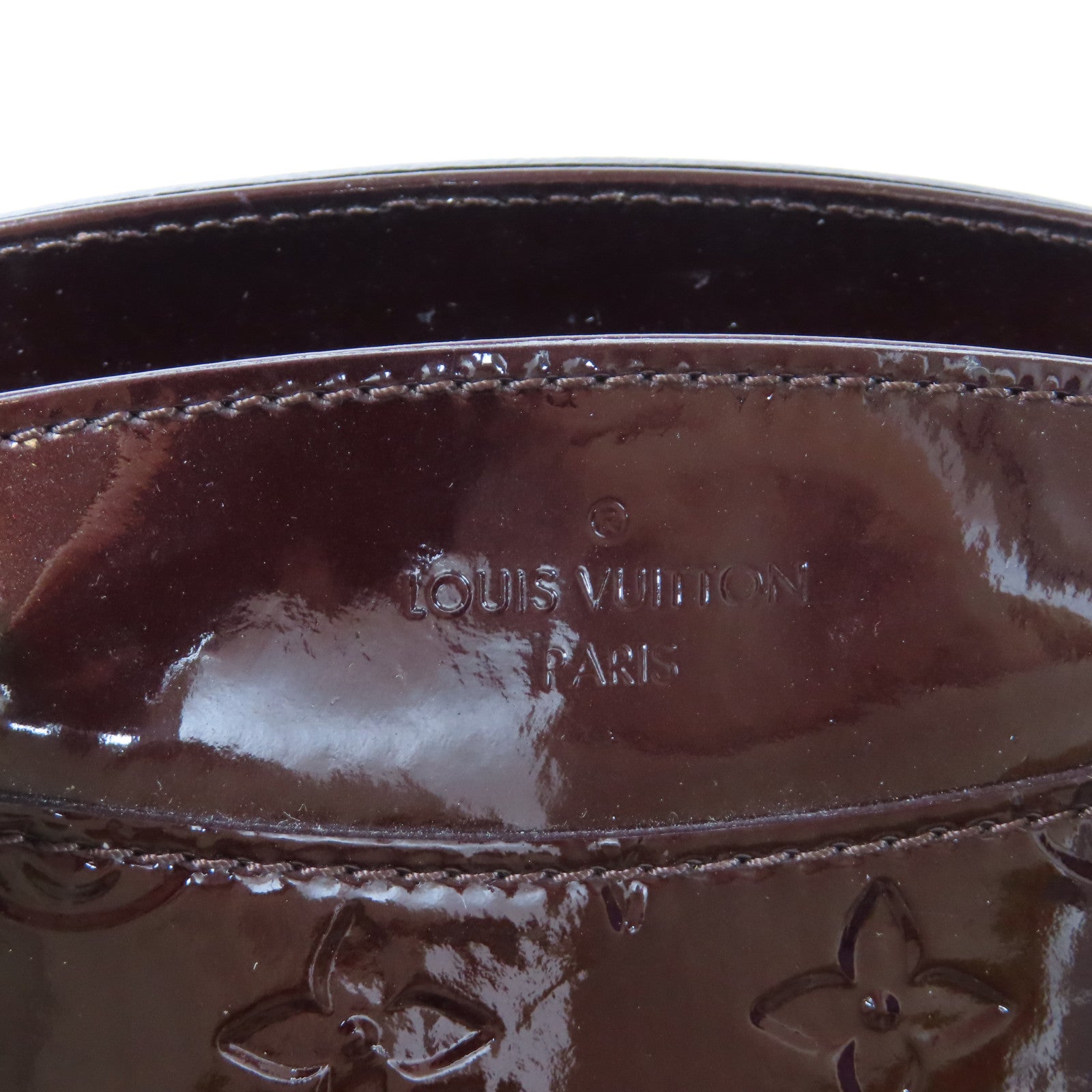 LOUIS VUITTON Monogram Vernis Alma PM金扣手挽袋酒紅色