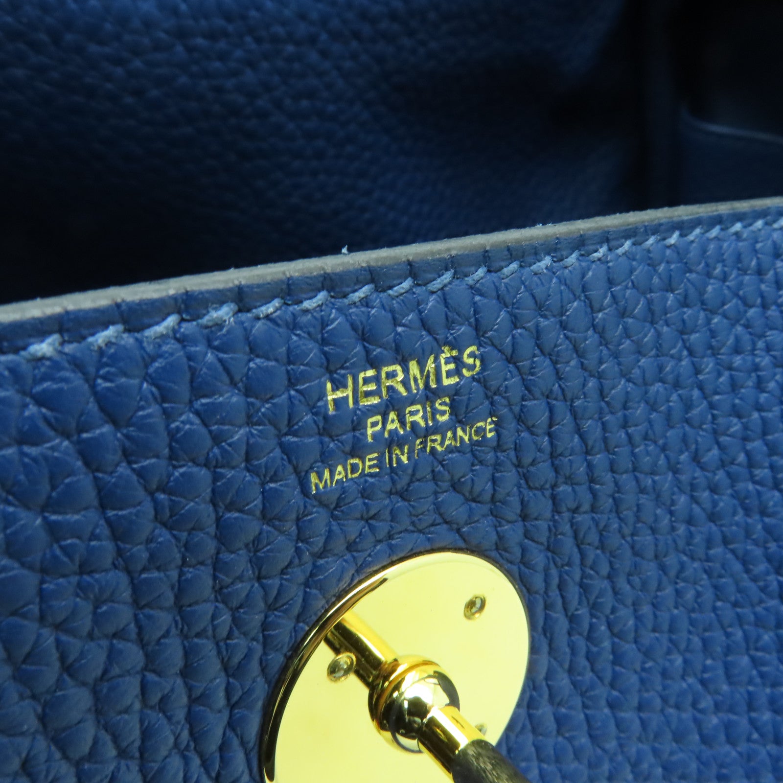 HERMES Clemence皮革Lindy 26金扣手挽肩背兩用袋藍色