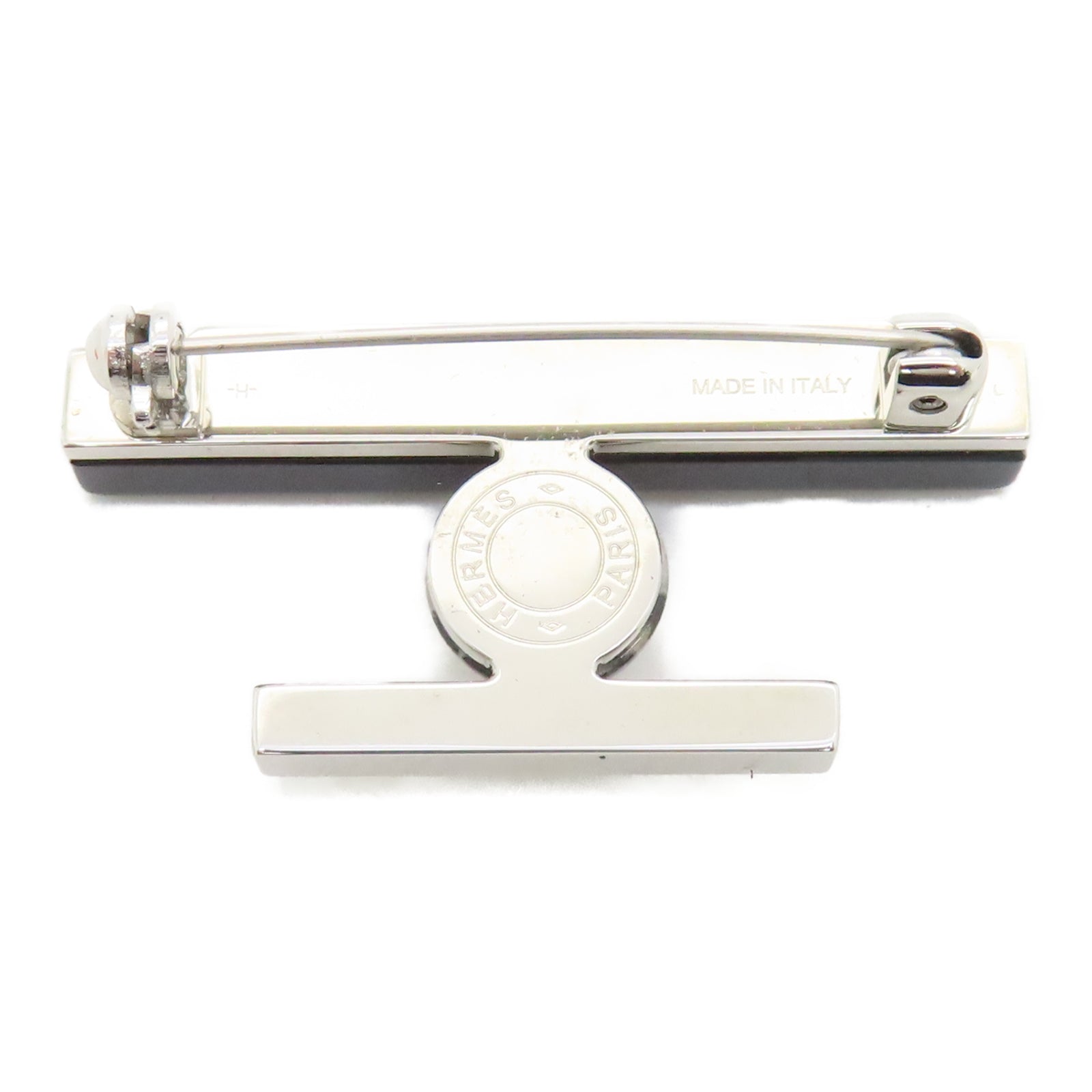 HERMES 金属Brooch银扣胸针黑色