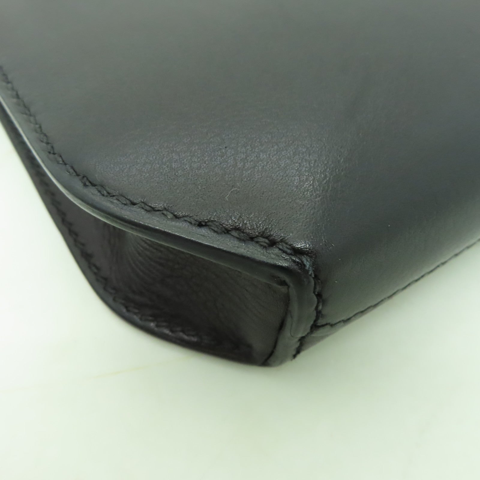 HERMES 鱷魚皮革/Evercolor皮革Kelly Depchette 25銀扣手拿包黑色