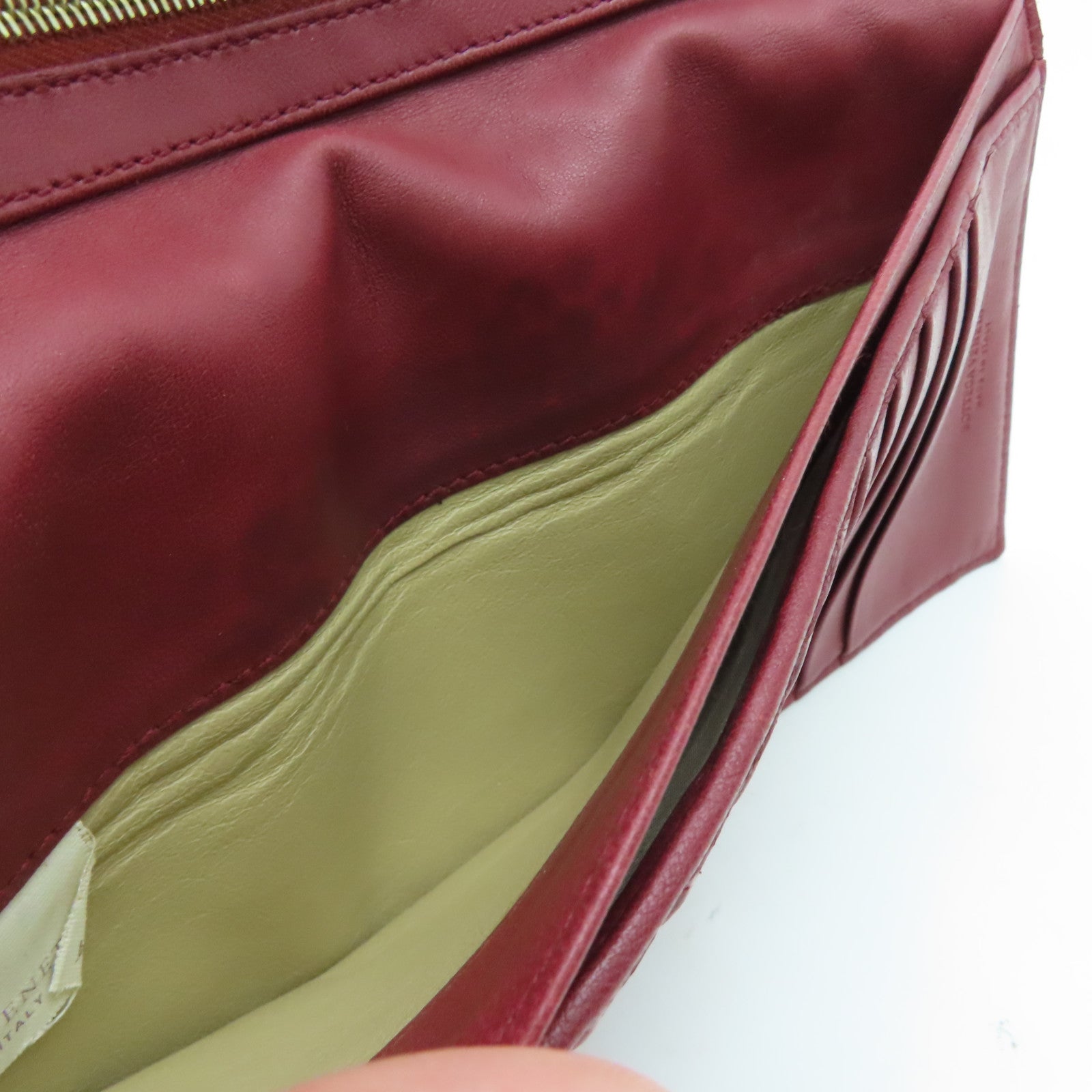 BOTTEGA VENETA 牛皮皮革Clutch金扣長錢包紅色