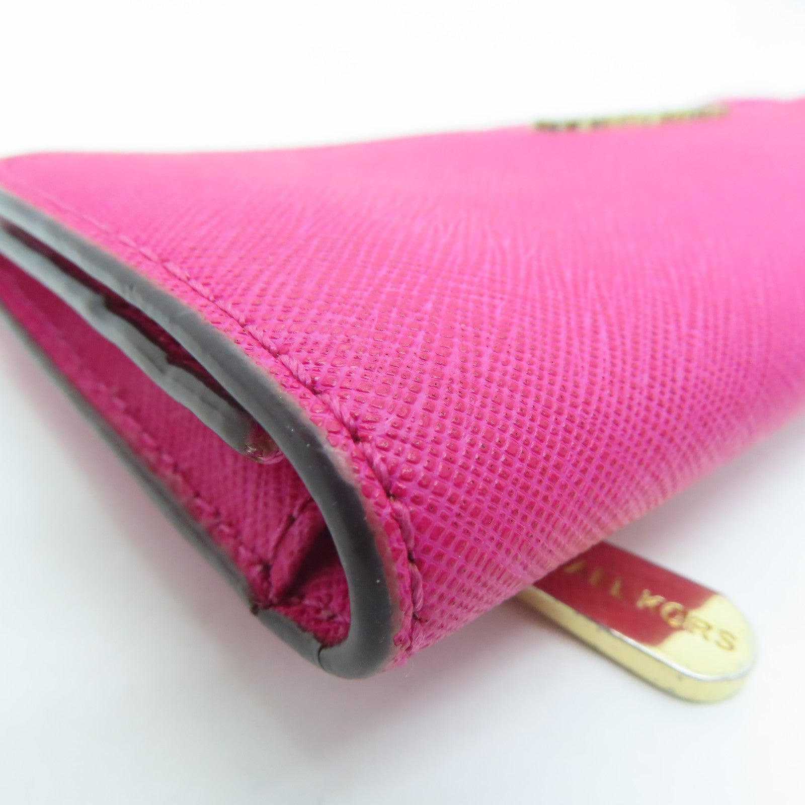 Michael Kors Cowhide Leather Long Walletc Gold Buckle Long Wallet Pink