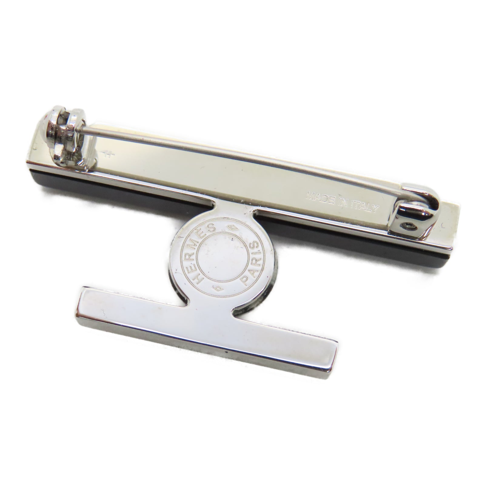 HERMES 金属Brooch银扣胸针黑色
