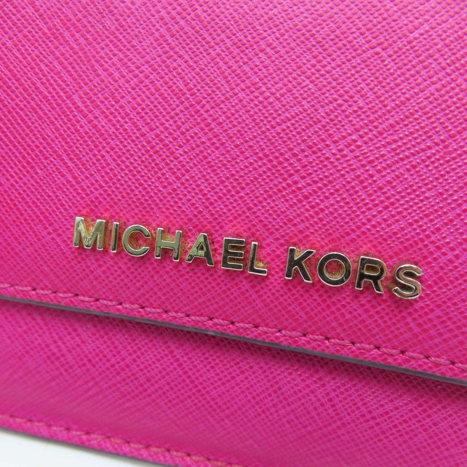 Michael Kors Cowhide Leather Long Walletc Gold Buckle Long Wallet Pink