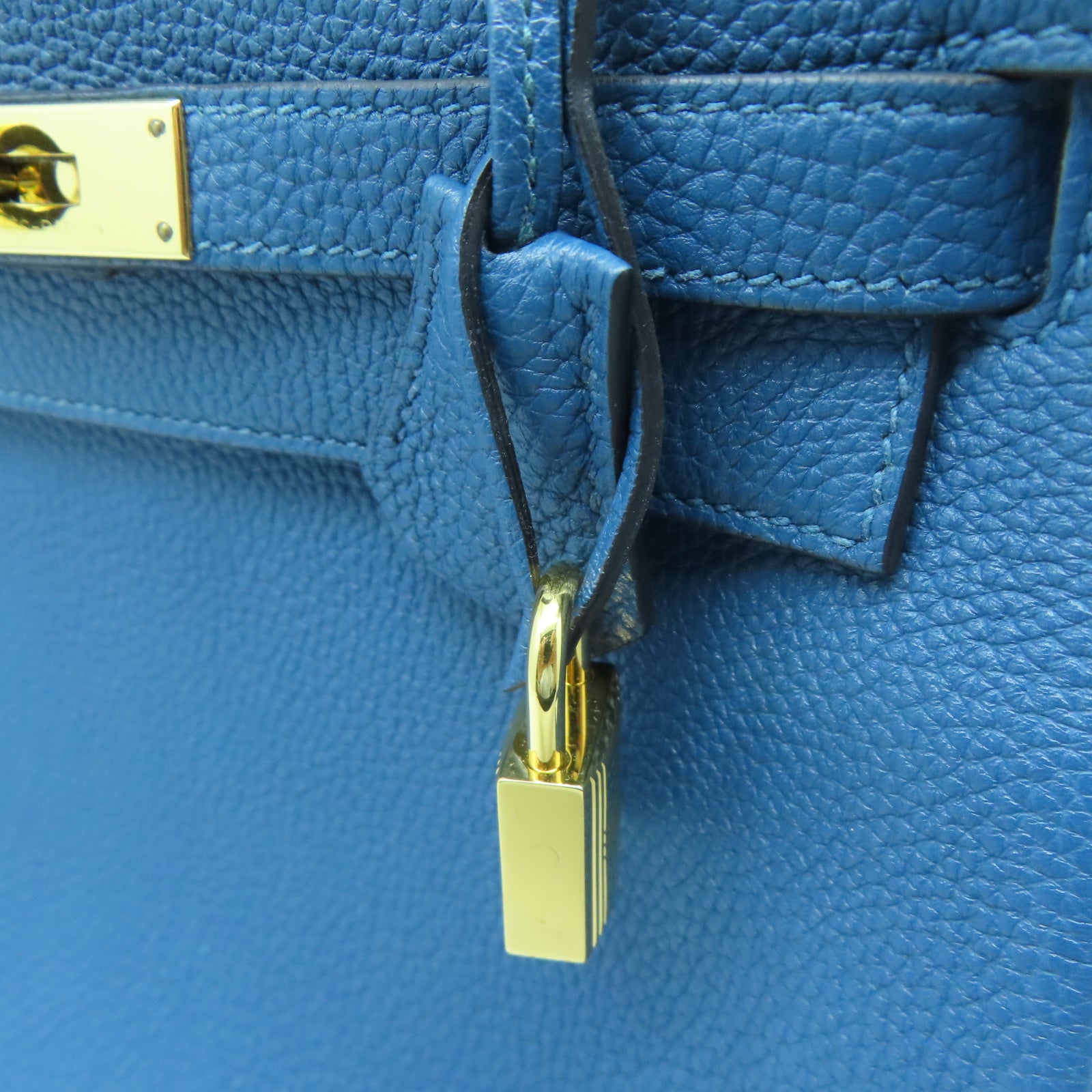 HERMES Togo皮革Kelly 28金扣手挽肩背兩用袋藍色