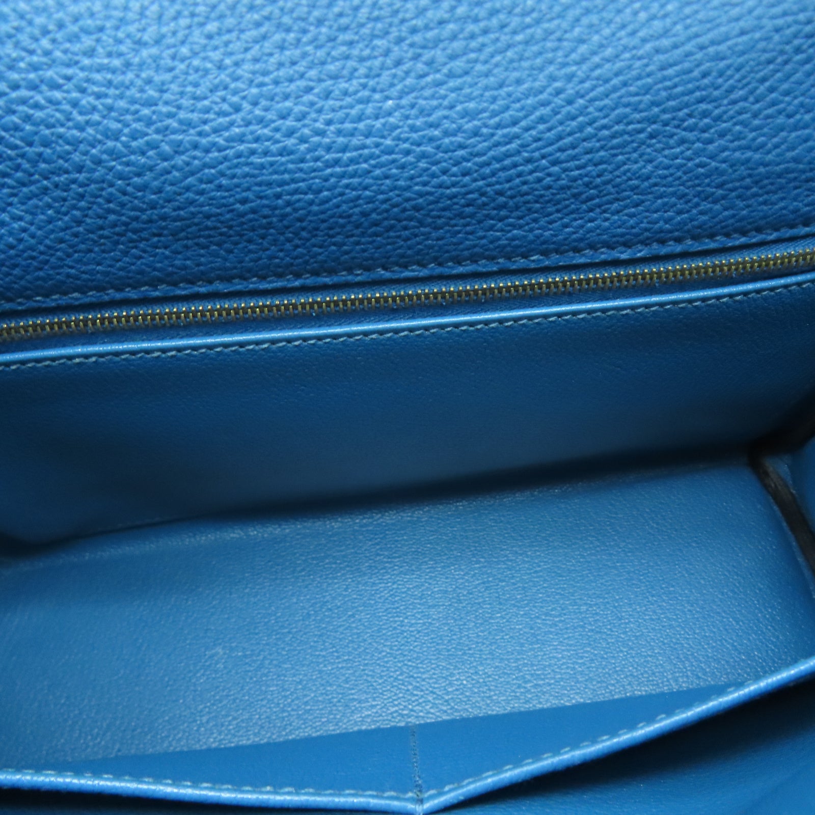 HERMES Togo皮革Kelly 28金扣手挽肩背兩用袋藍色