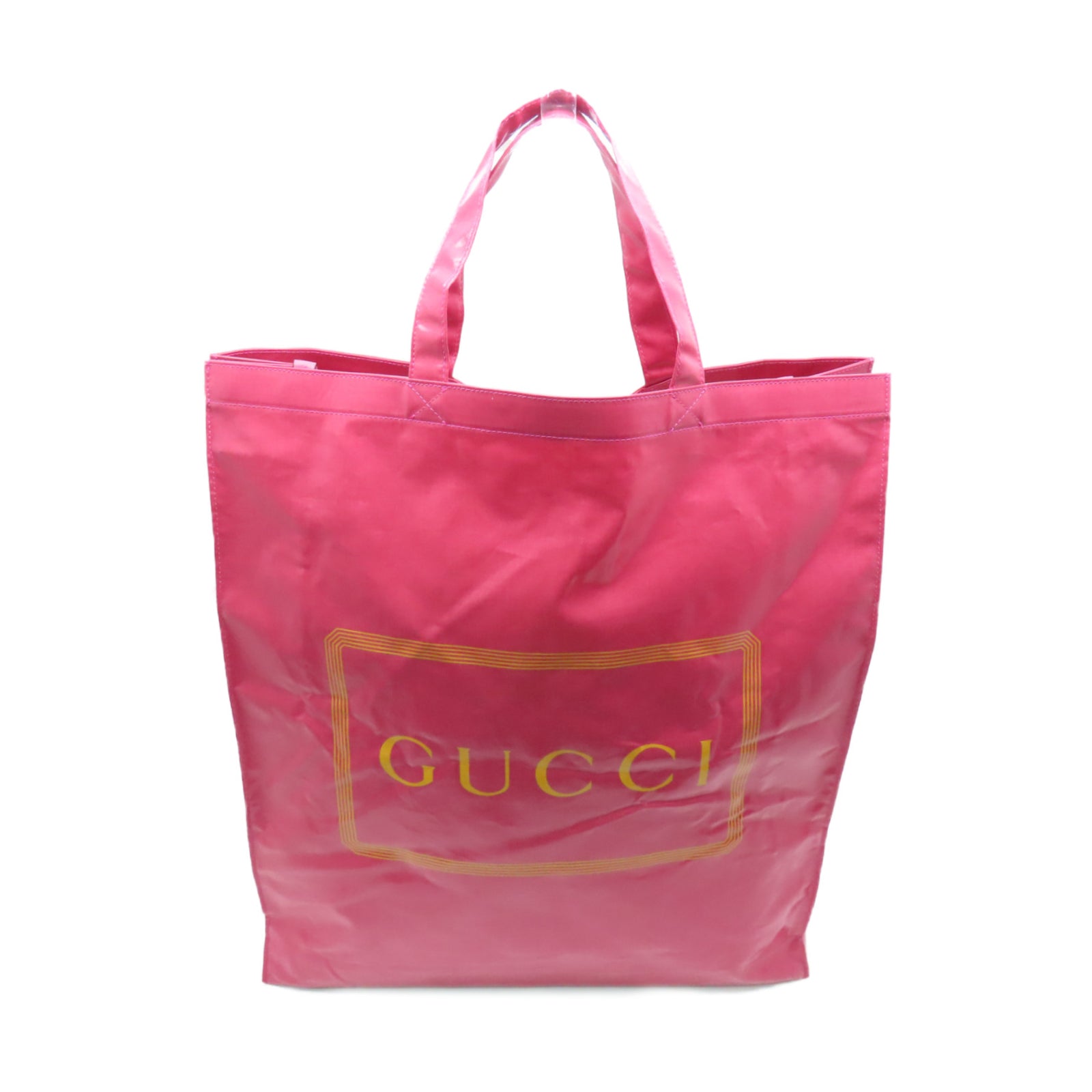 GUCCI 【激減優惠】塗層帆布Logo Print Tite Bag手挽袋粉紅色