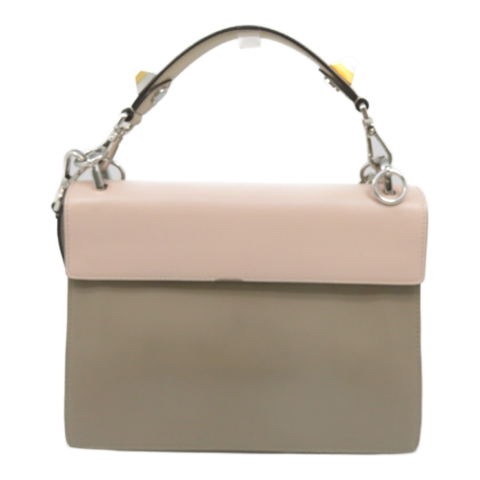 FENDI 牛皮皮革Kan I银扣链带肩背袋粉红色