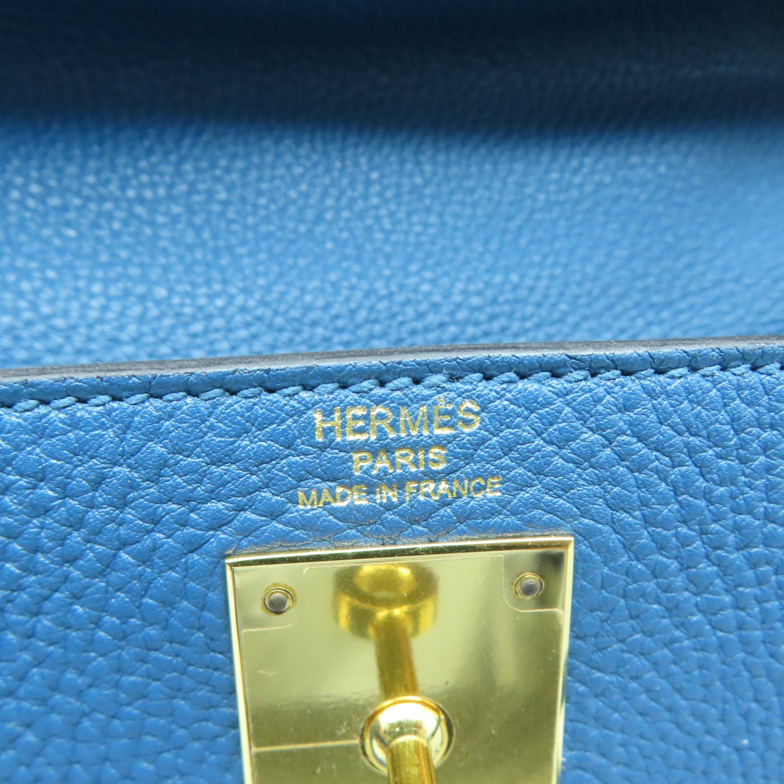 HERMES Togo皮革Kelly 28金扣手挽肩背兩用袋藍色