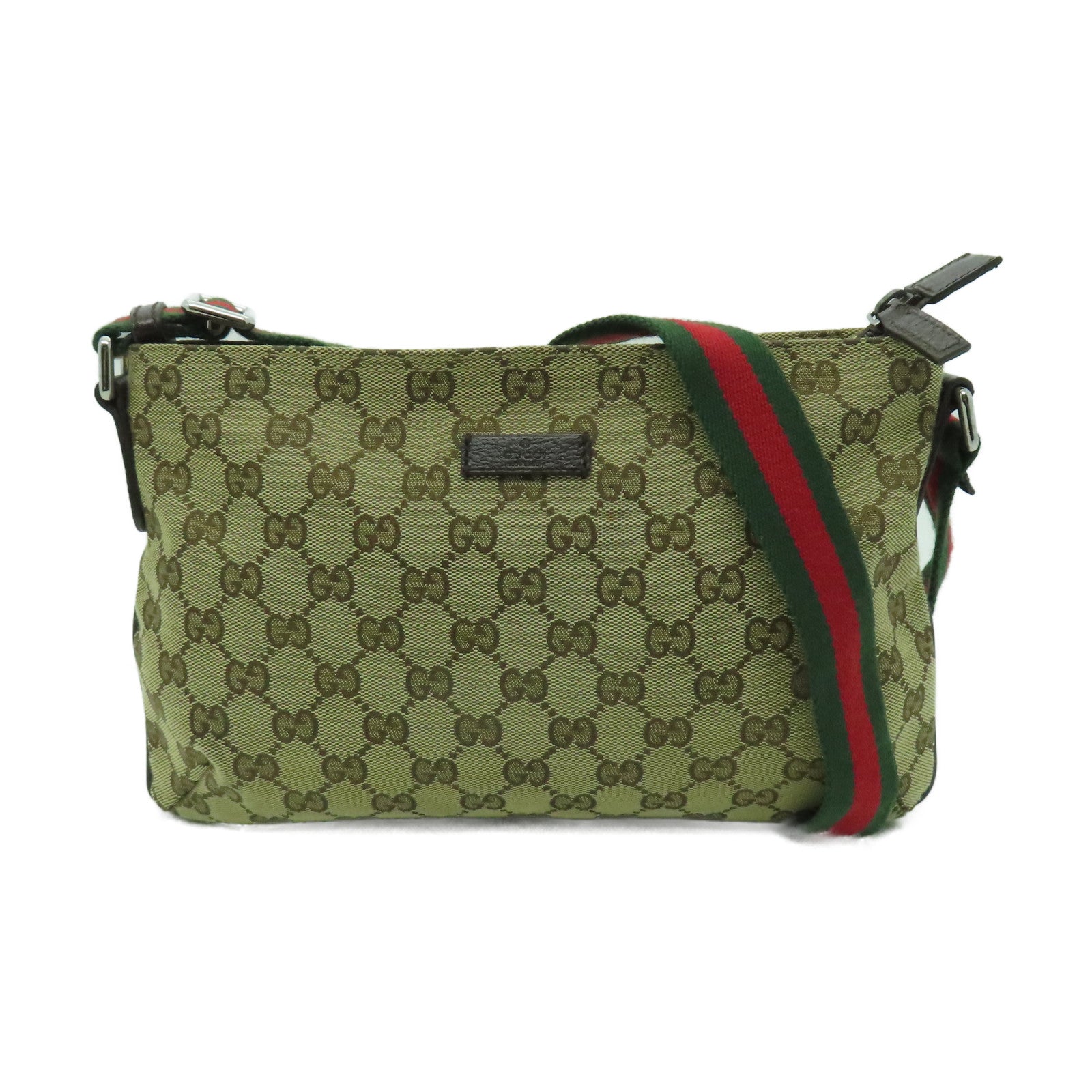 GUCCI 帆布Shoulder Bag銀扣肩背袋啡色