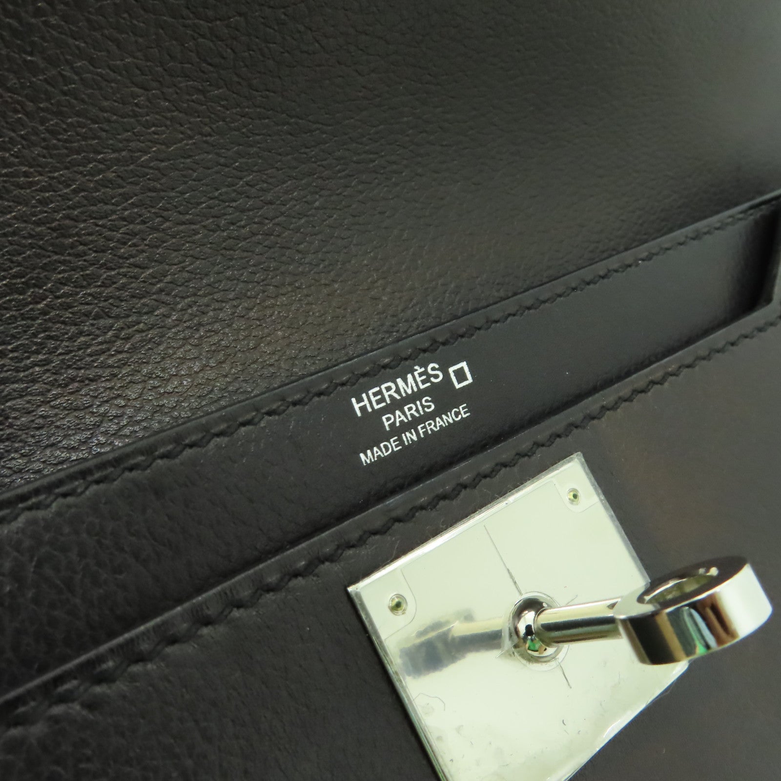 HERMES 鱷魚皮革/Evercolor皮革Kelly Depchette 25銀扣手拿包黑色