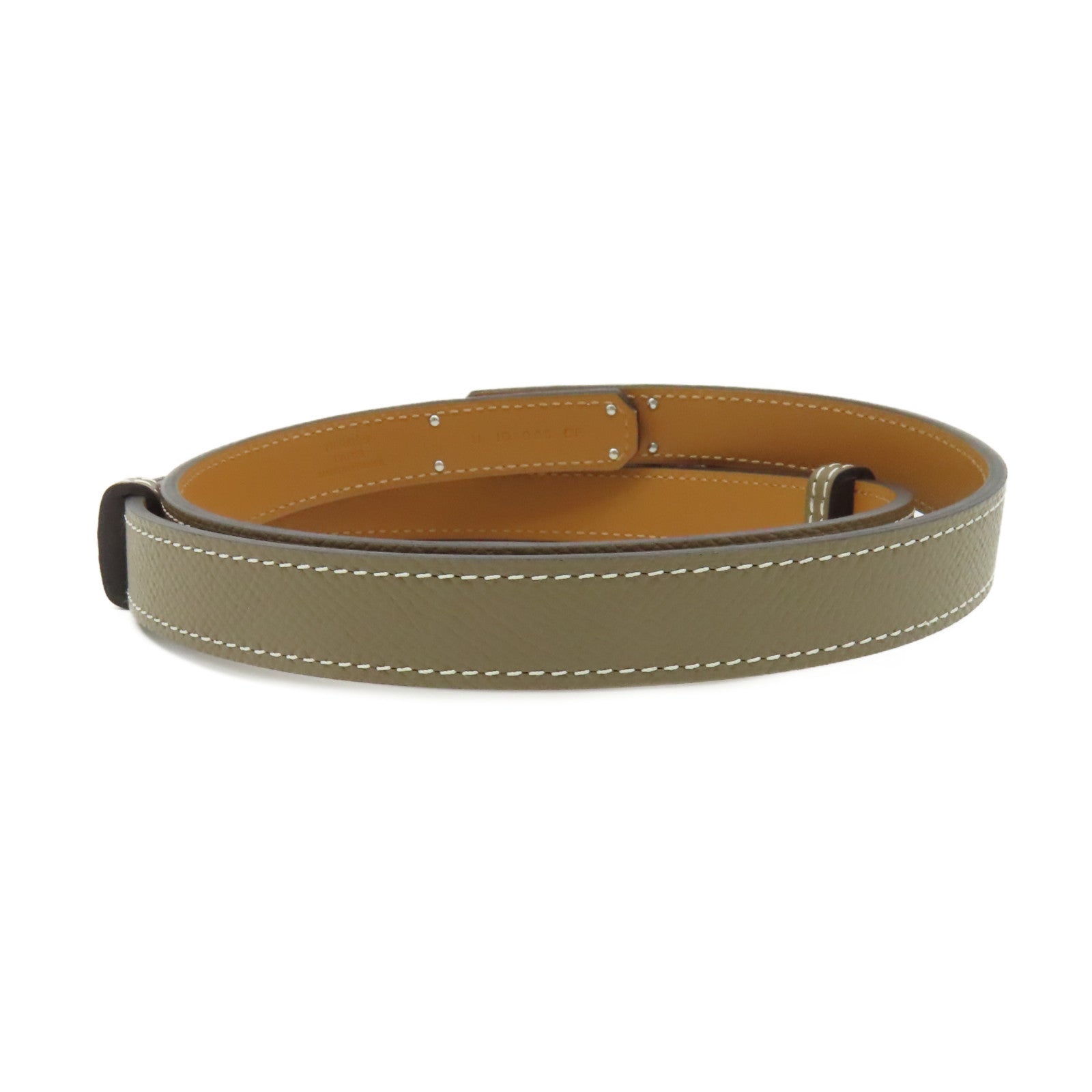 HERMES Epsom皮革Kelly Belt銀扣皮革帶Etoupe/大象灰色
