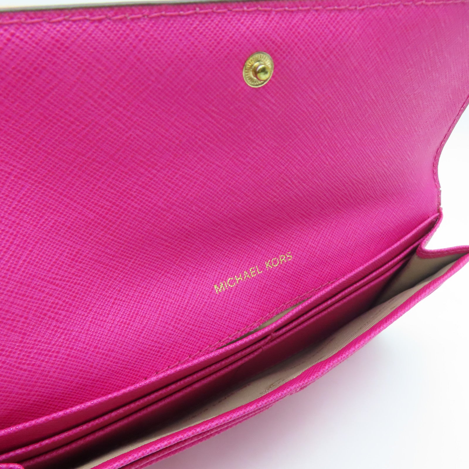Michael Kors Cowhide Leather Long Walletc Gold Buckle Long Wallet Pink