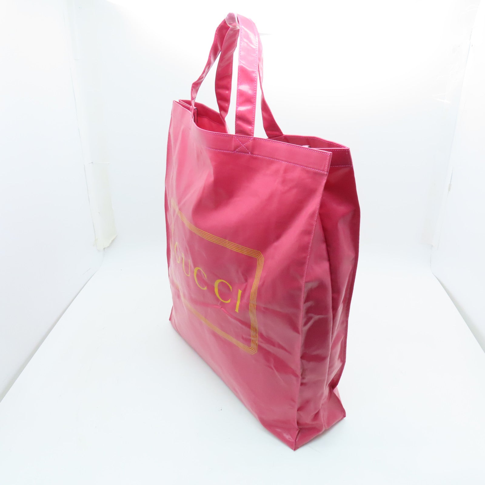 GUCCI 【激減優惠】塗層帆布Logo Print Tite Bag手挽袋粉紅色