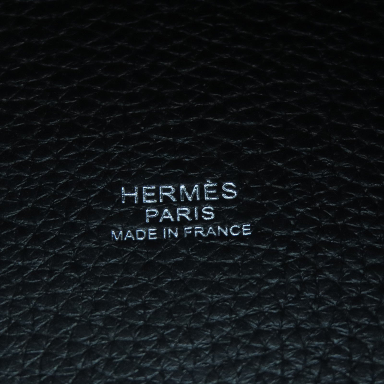 HERMES Clemence Leather Picotin MM Silver Buckle Handle Bag Black