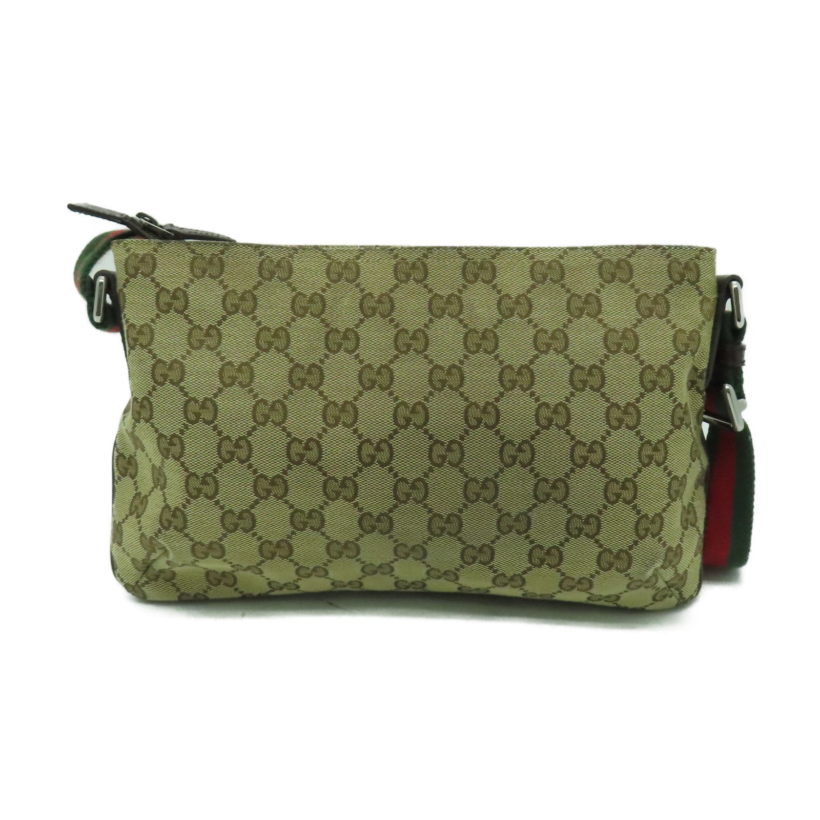 GUCCI 帆布Shoulder Bag銀扣肩背袋啡色