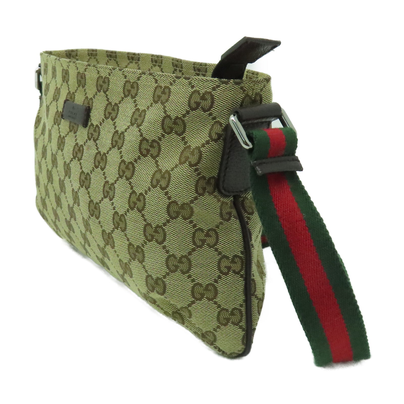 GUCCI 帆布Shoulder Bag銀扣肩背袋啡色