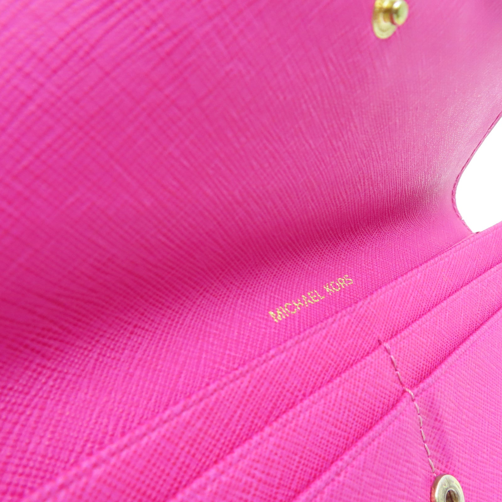 Michael Kors Cowhide Leather Long Walletc Gold Buckle Long Wallet Pink