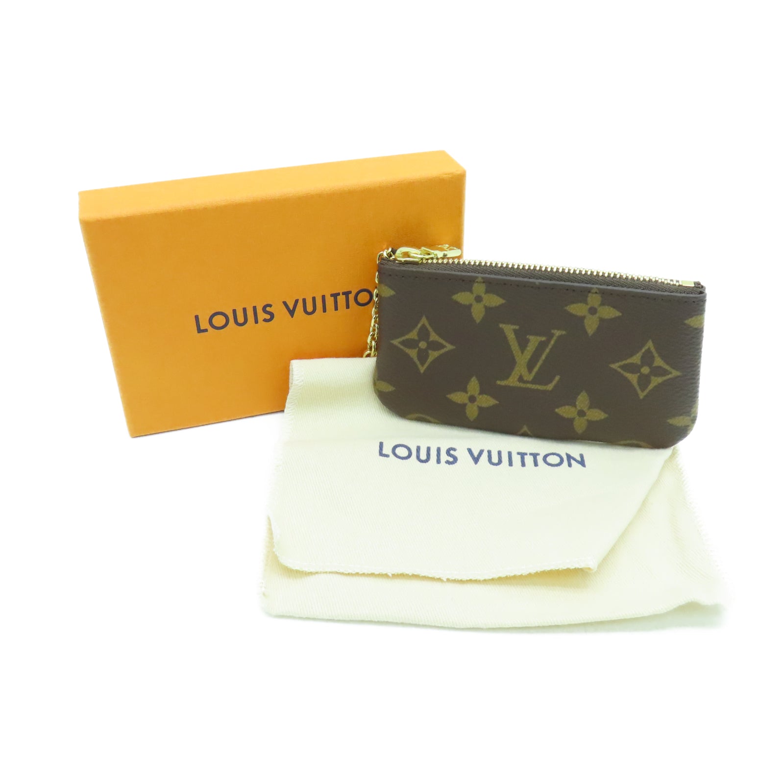 LOUIS VUITTON Monogram Key Case金扣零钱包棕色