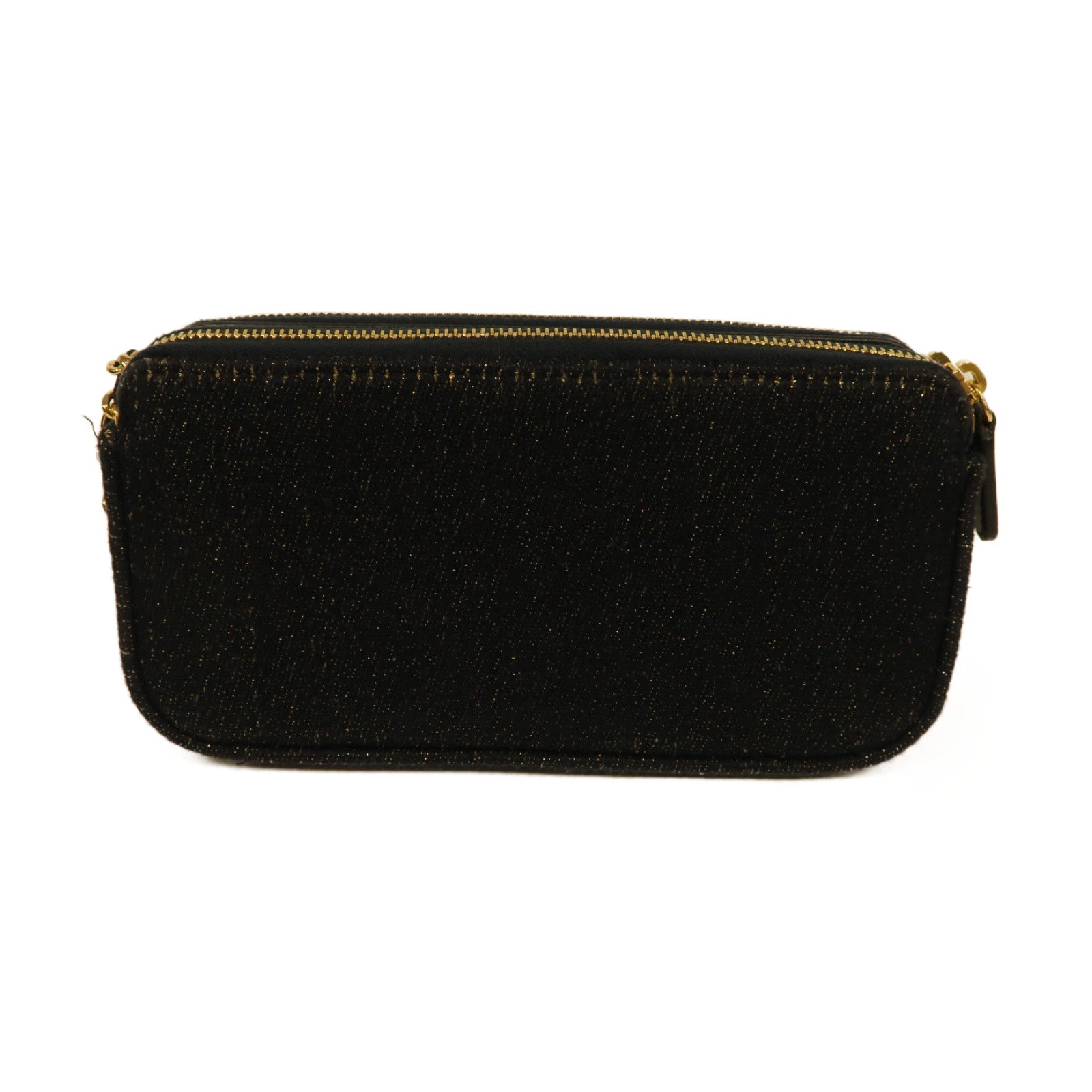 CHANEL 帆布Chain Shoulder Bag金扣鏈帶肩背袋深藍色