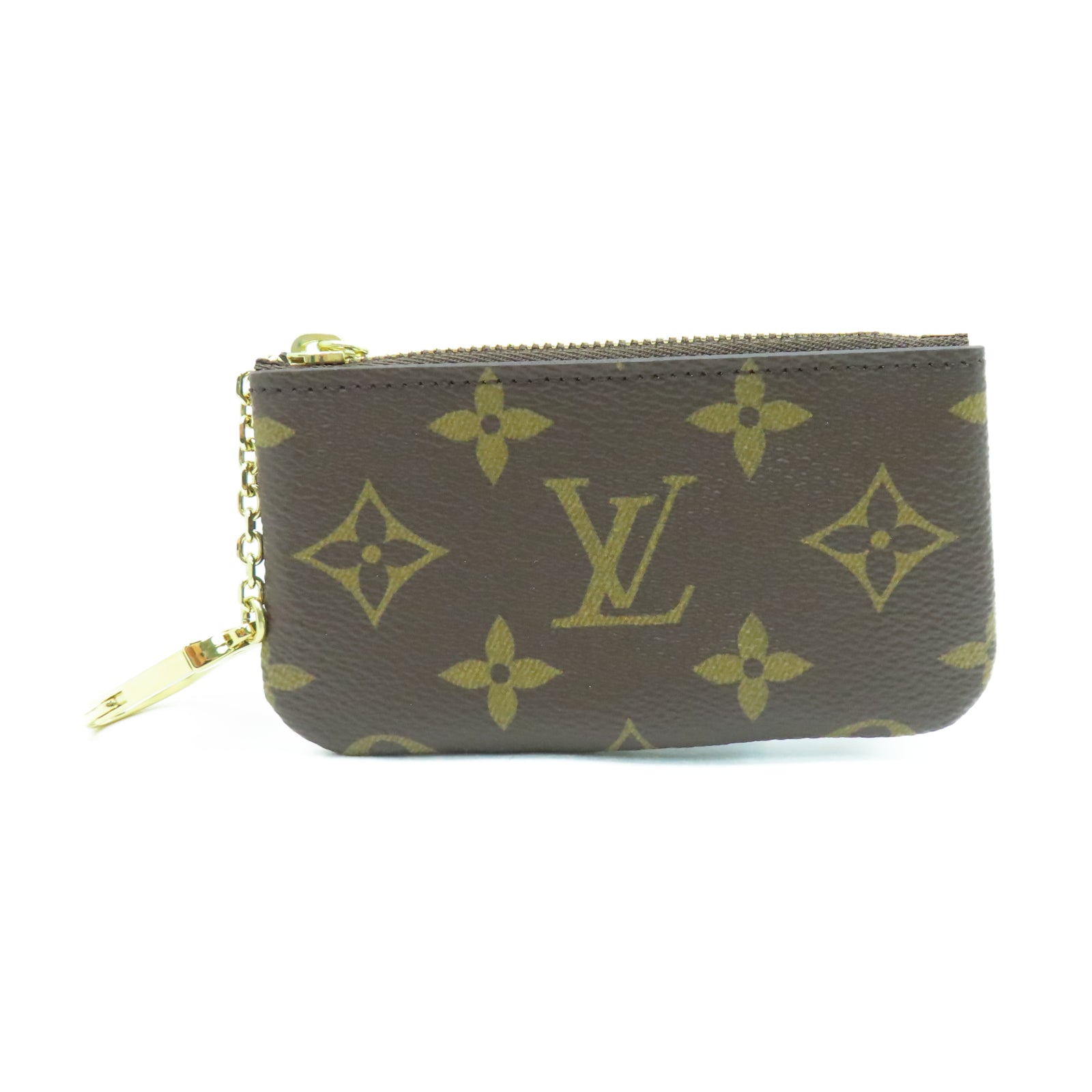 LOUIS VUITTON Monogram Key Case金扣零钱包棕色
