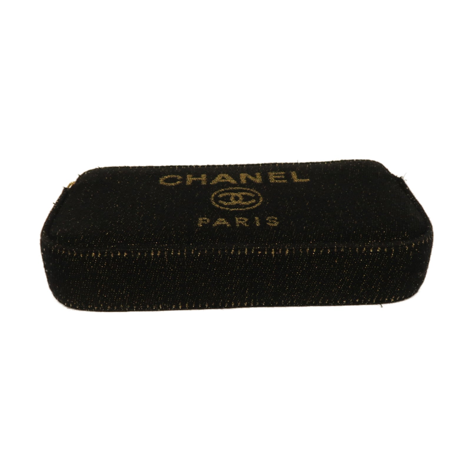 CHANEL 帆布Chain Shoulder Bag金扣鏈帶肩背袋深藍色