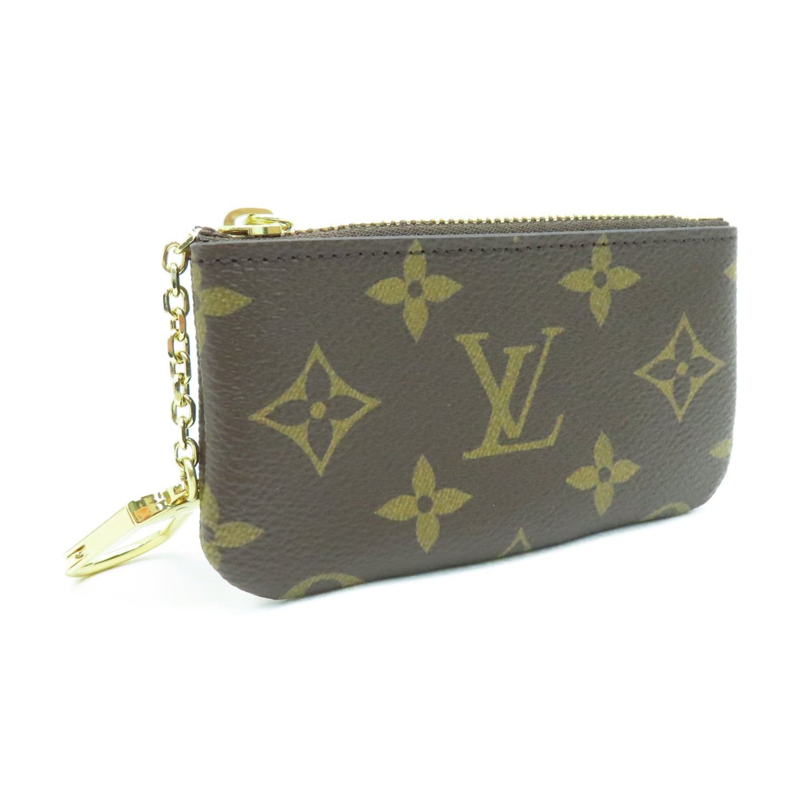 LOUIS VUITTON Monogram Key Case金扣零钱包棕色