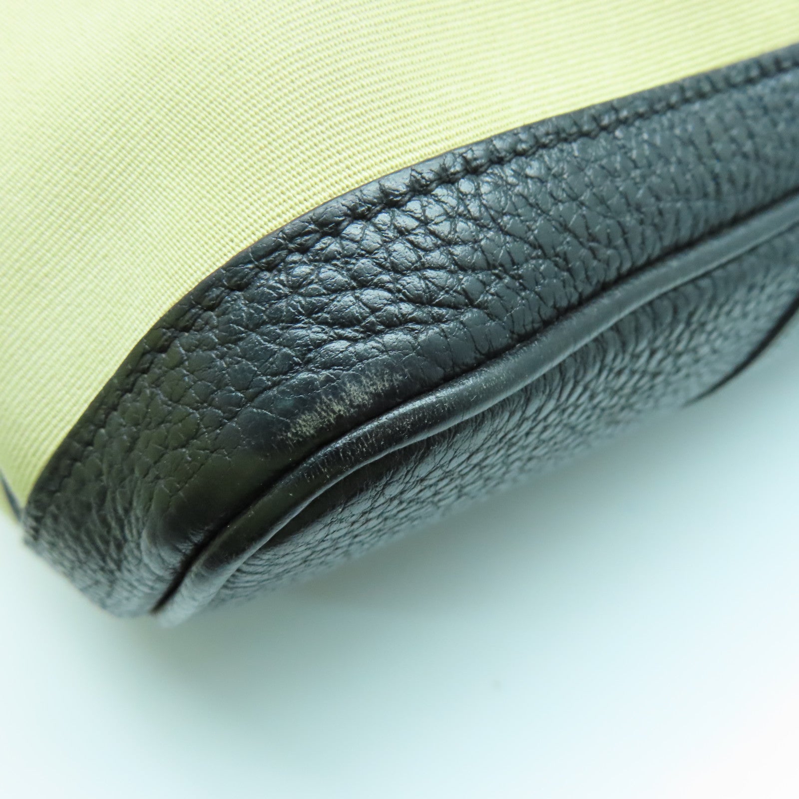 HERMES 帆布Garden Party PM銀扣手挽袋風衣卡其/黑色
