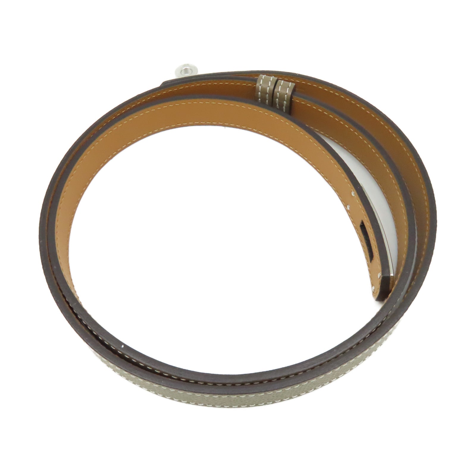 HERMES Epsom皮革Kelly Belt銀扣皮革帶Etoupe/大象灰色
