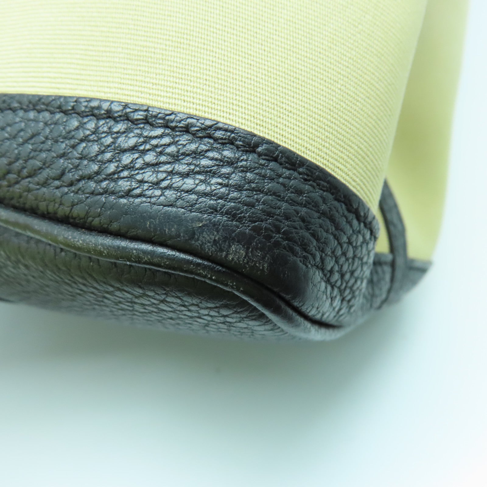 HERMES 帆布Garden Party PM銀扣手挽袋風衣卡其/黑色