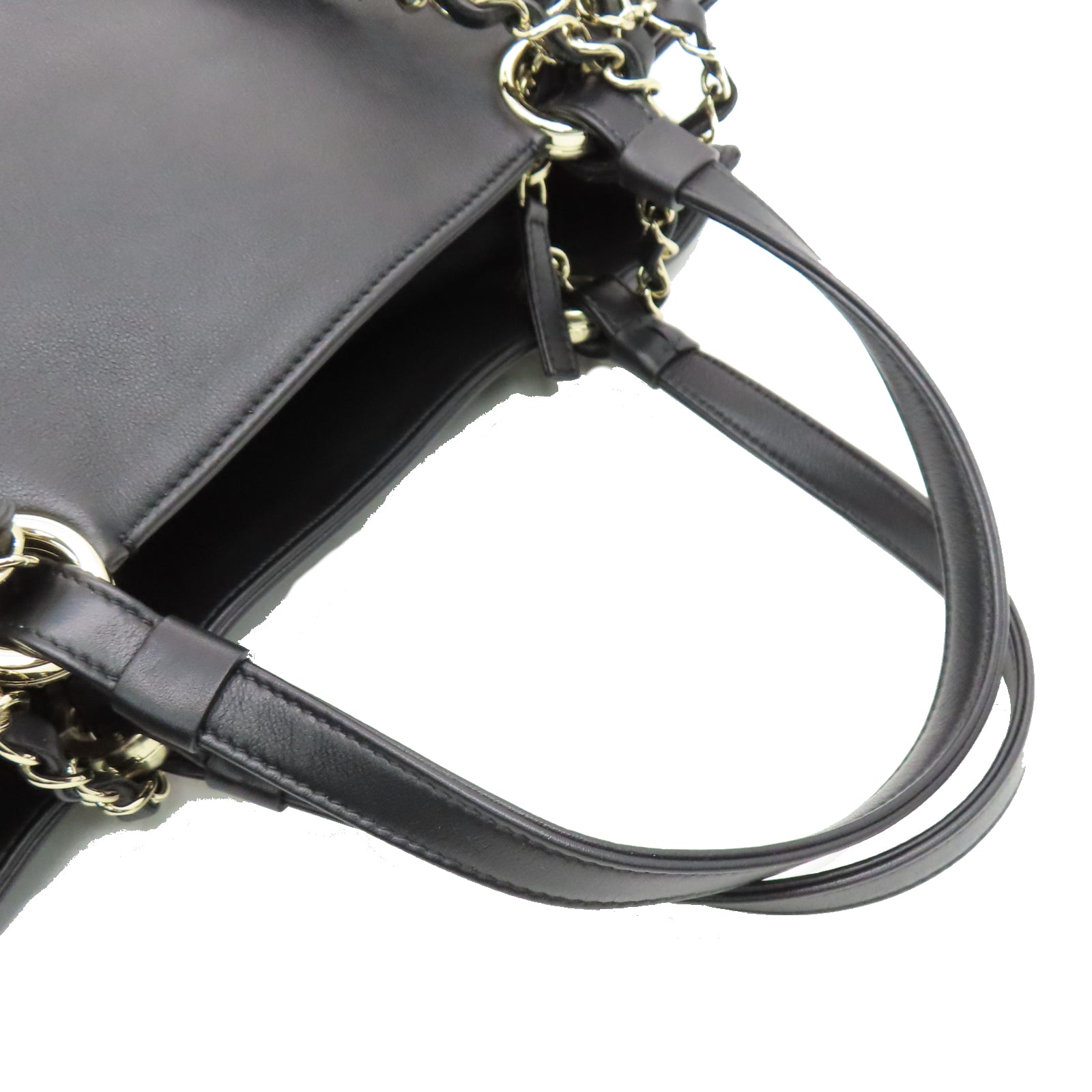 CHANEL 牛皮皮革2 Way Shoulder Handbag金扣链带肩背袋黑色