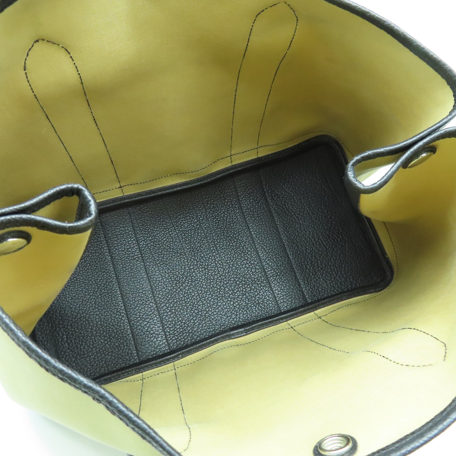 HERMES 帆布Garden Party PM銀扣手挽袋風衣卡其/黑色