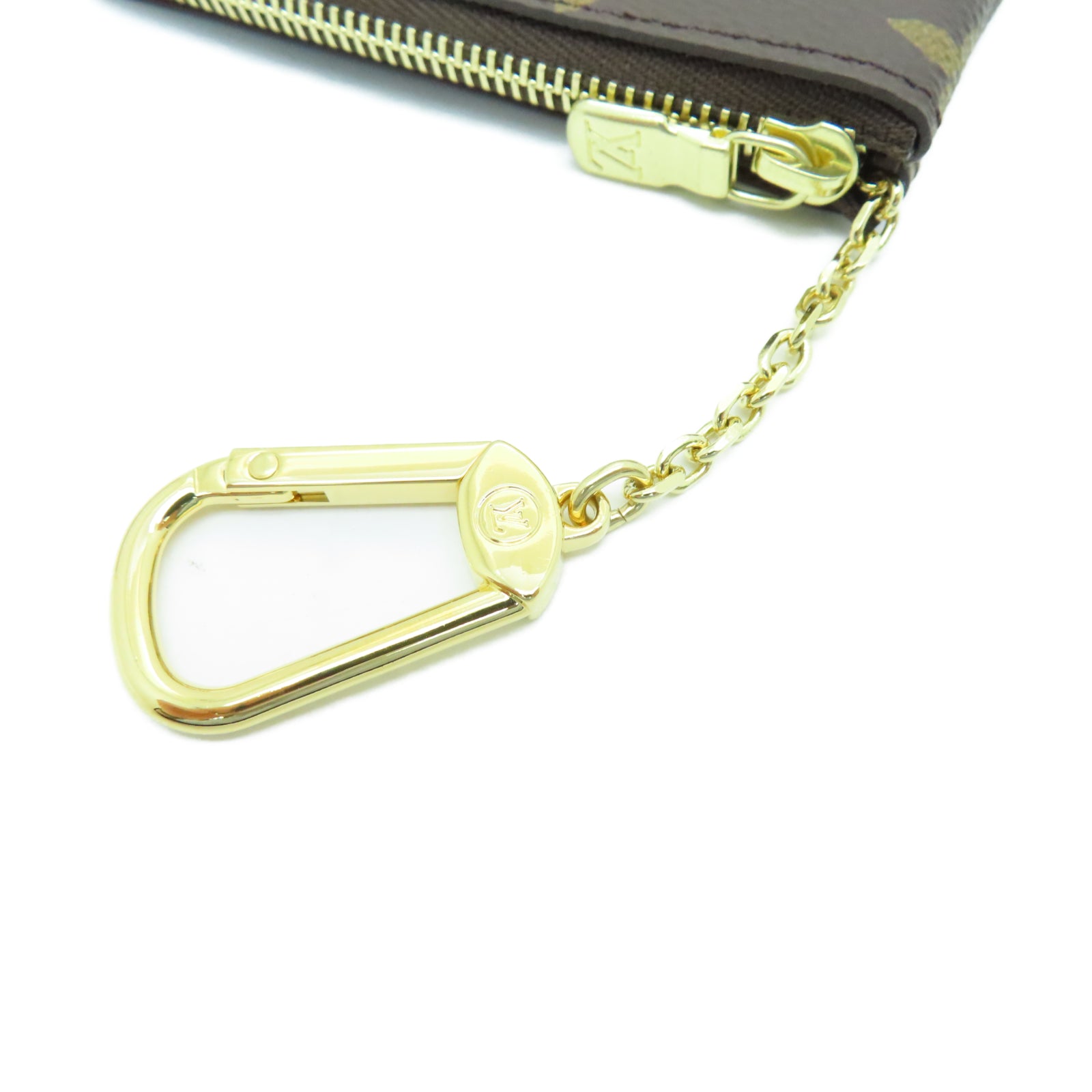 LOUIS VUITTON Monogram Key Case金扣零钱包棕色