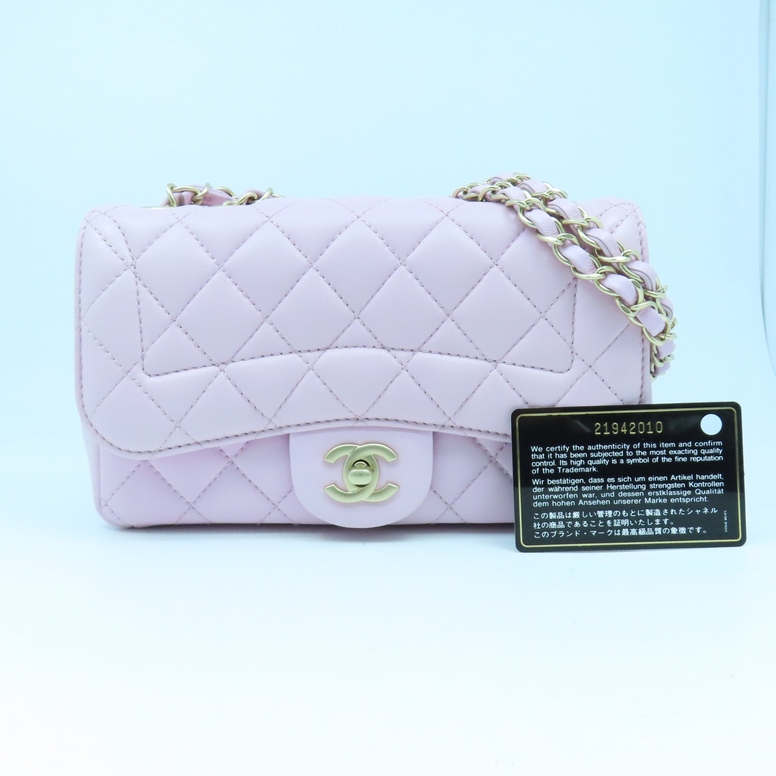 CHANEL 菱格羊皮皮革Chain Shoulder Bag金扣鏈帶肩背袋粉紅色